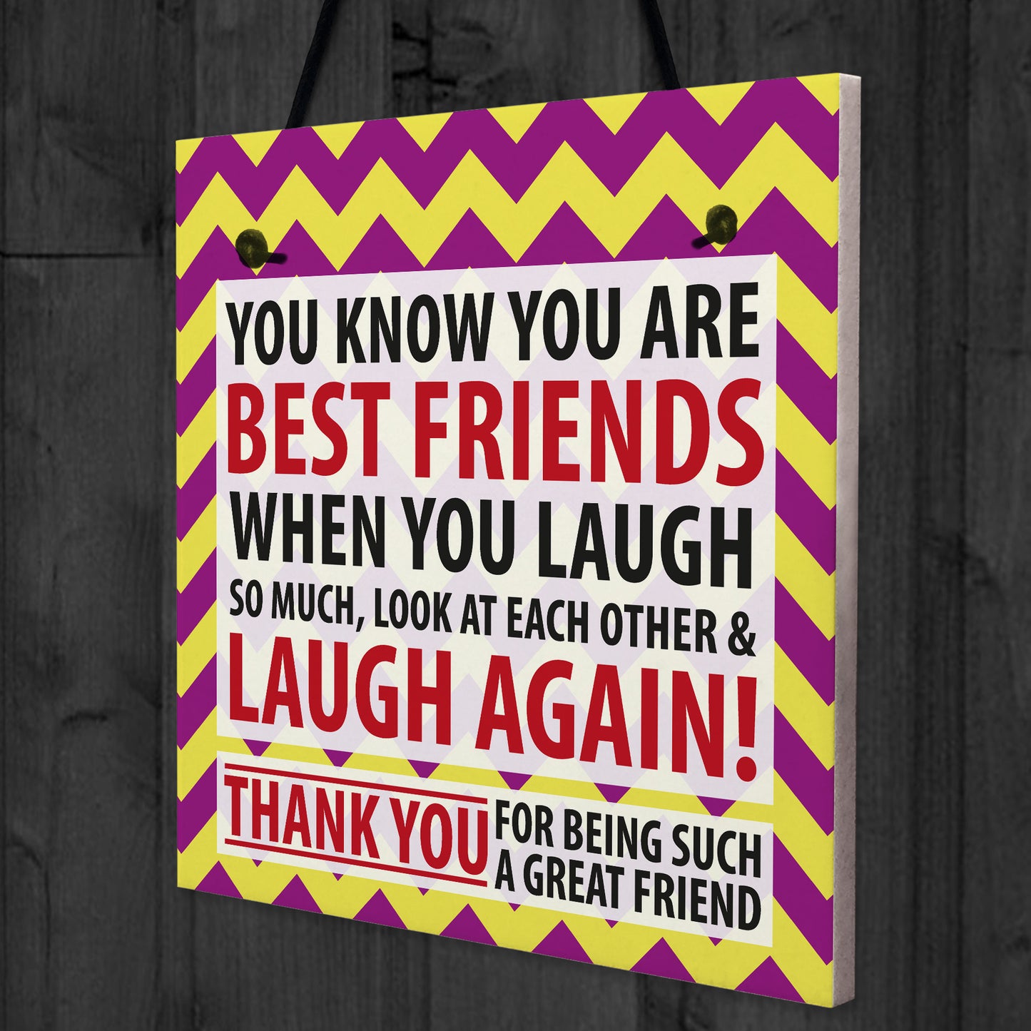 Best Friends Laugh Friendship Christmas Home Gift Hanging Plaque