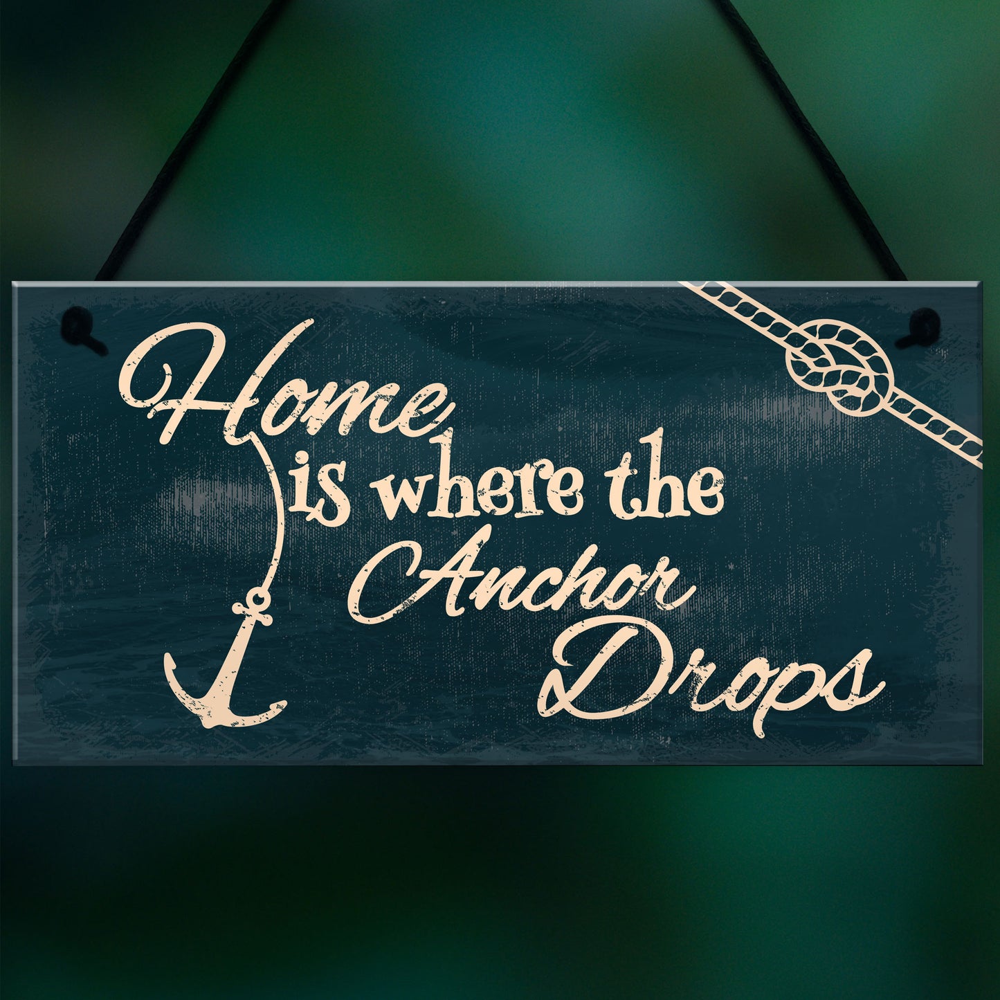 Home Is Where The Anchor Drops Nautical Shabby Hanging Plaque