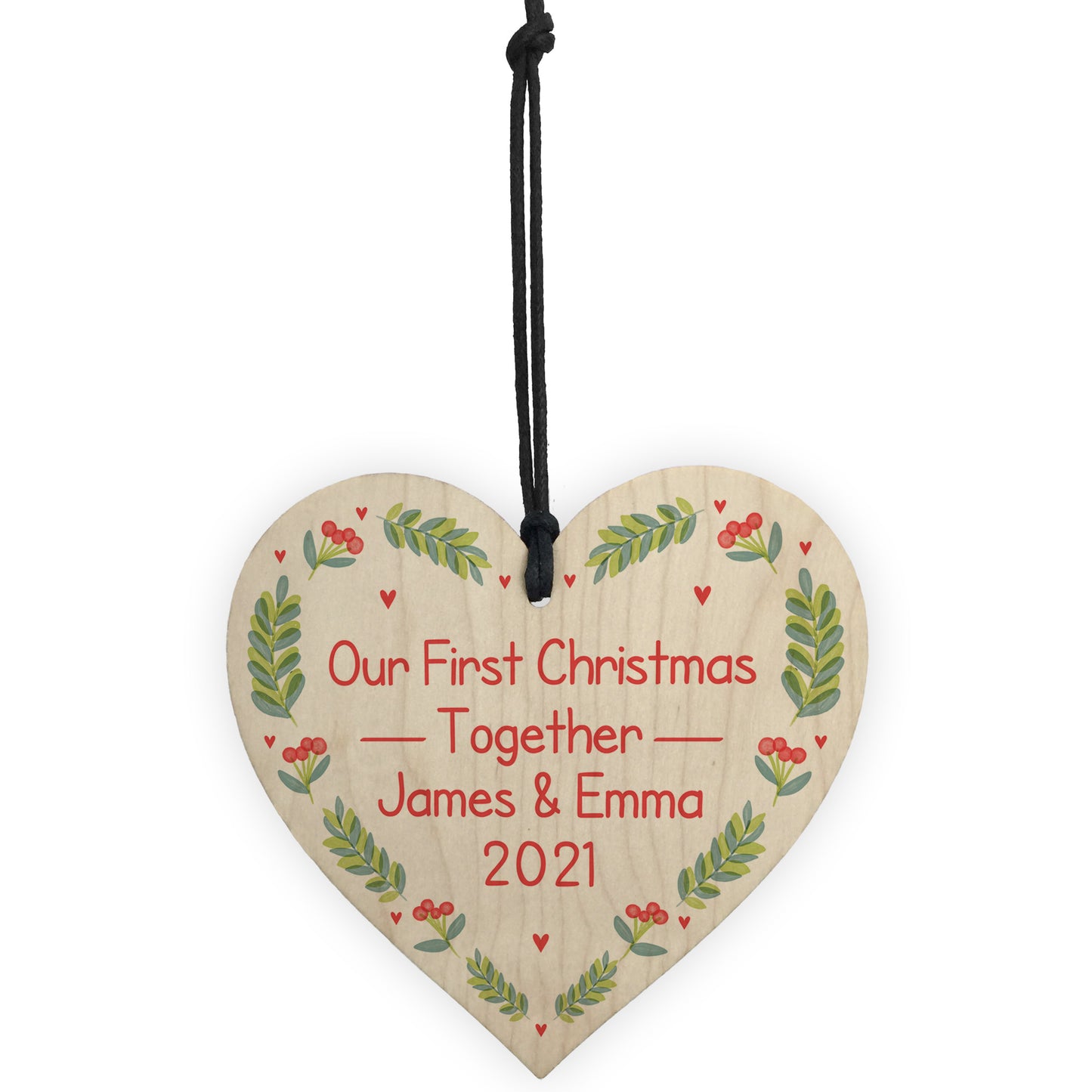 Our First Christmas Together Bauble Wood Heart Tree Decoration