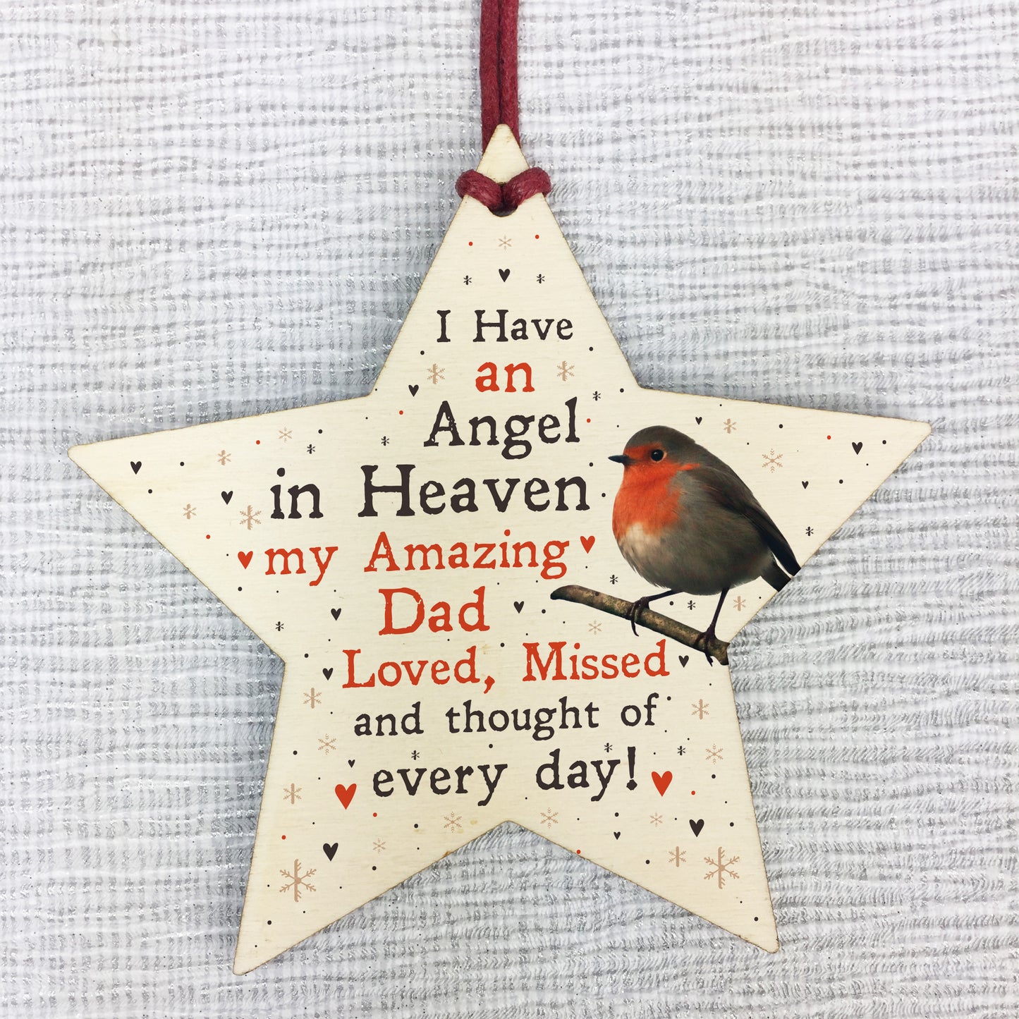 Robin Memorial Tree Hanging Decoration Dad Memorial Gift Star