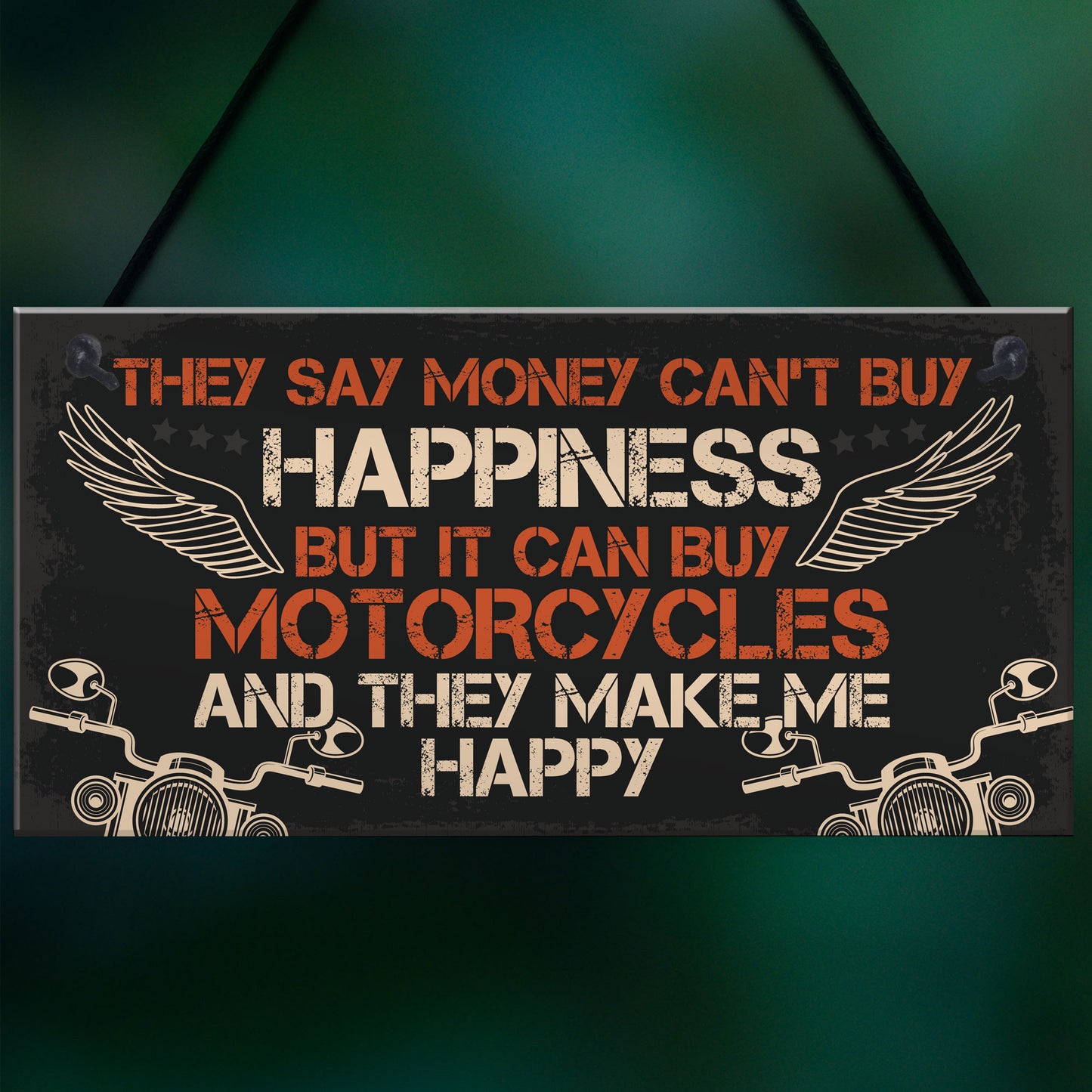 MOTORCYCLE Sign Hanging Plaque Bikers Gift For Dad Grandad