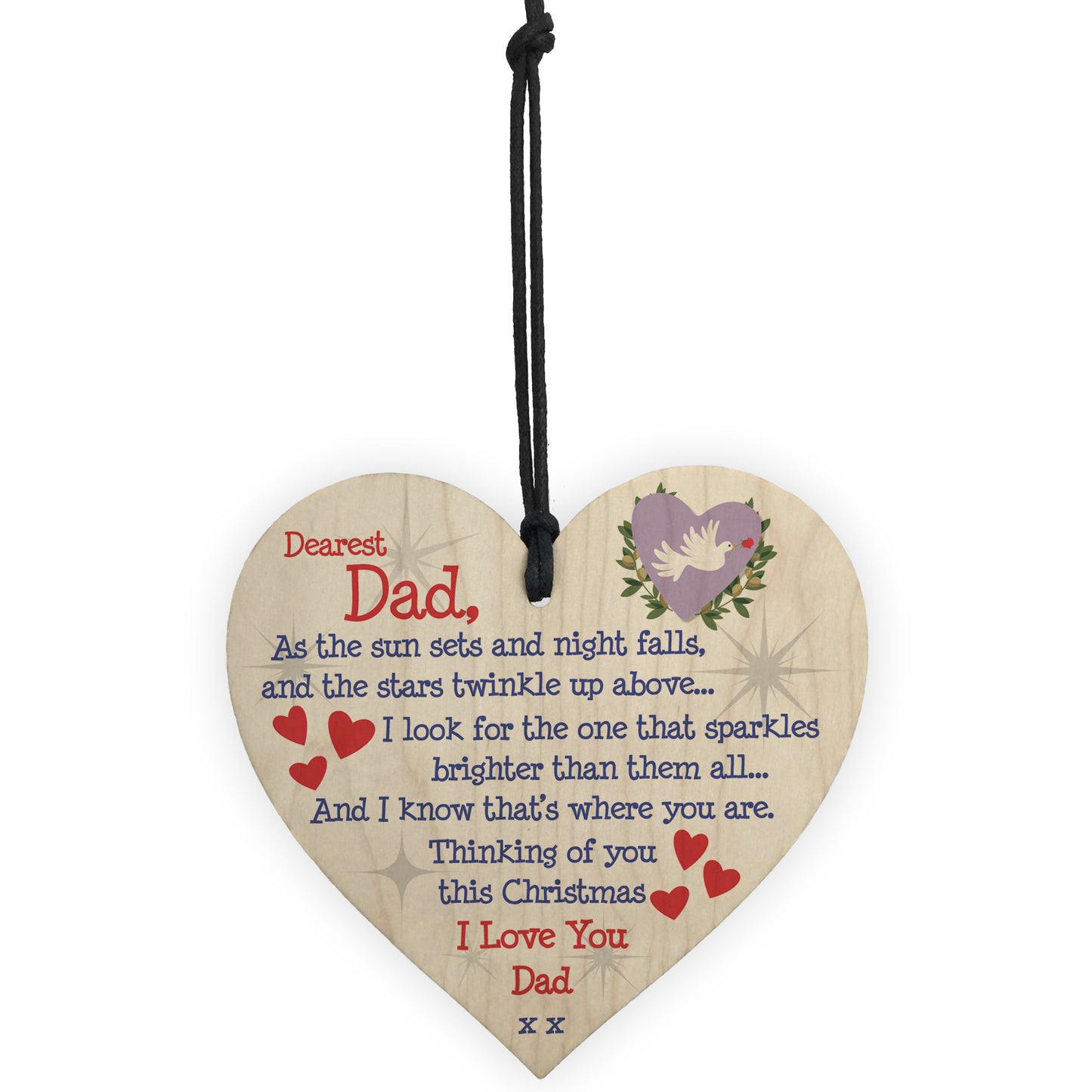 Christmas Memorial Dad Tree Bauble Gift Memory Hanging Plaque