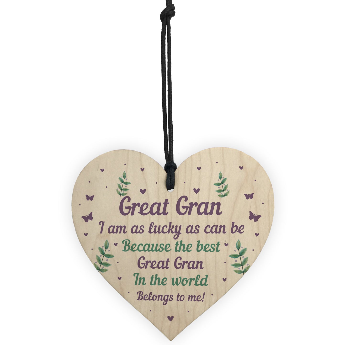 Handmade Great Gran Gift For Birthday Christmas Wooden Heart