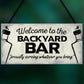 Backyard Bar Garden Plaque Alcohol Man Cave Vintage Beer Gin