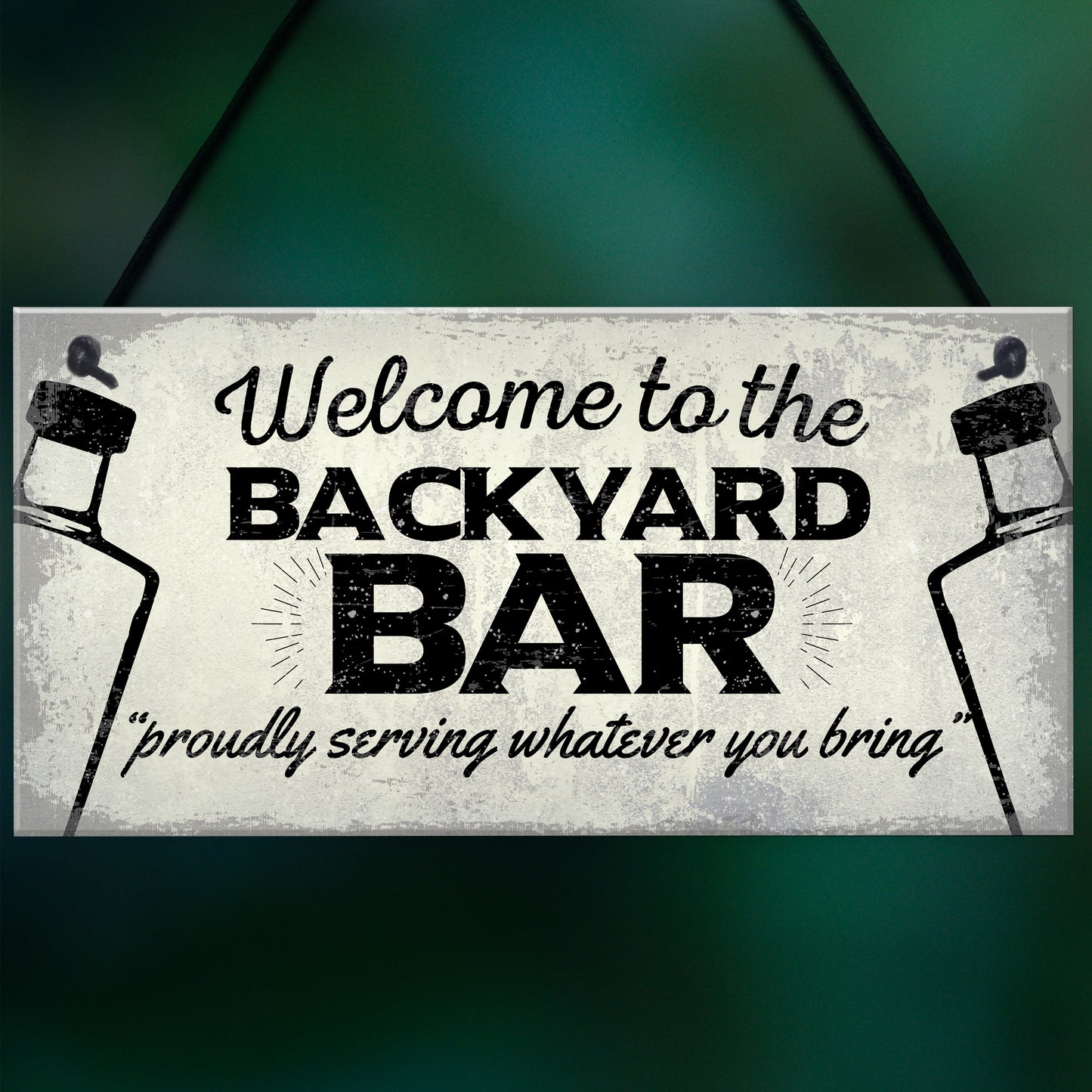 Backyard Bar Garden Plaque Alcohol Man Cave Vintage Beer Gin