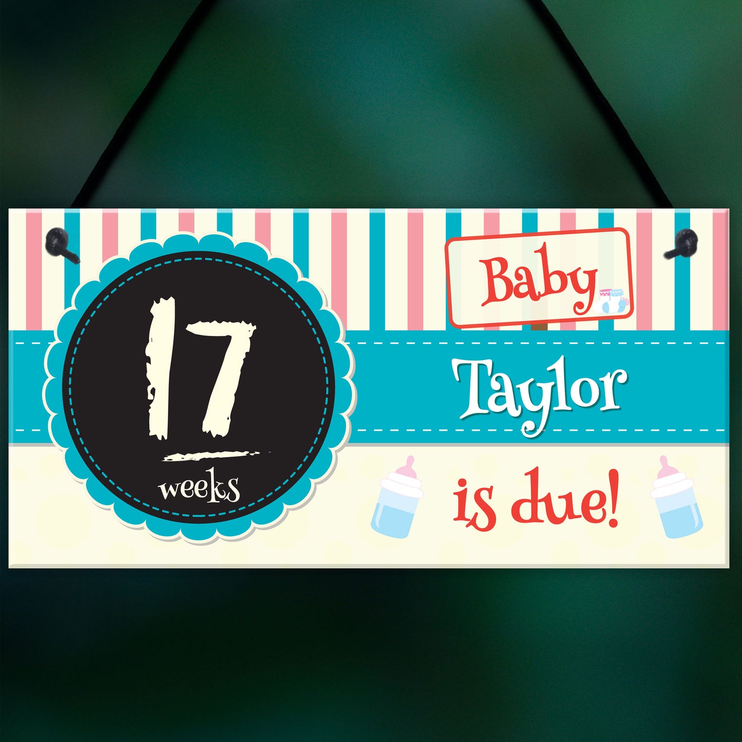 Personalised Chalkboard Baby Countdown Pregnancy Hanging Plaque