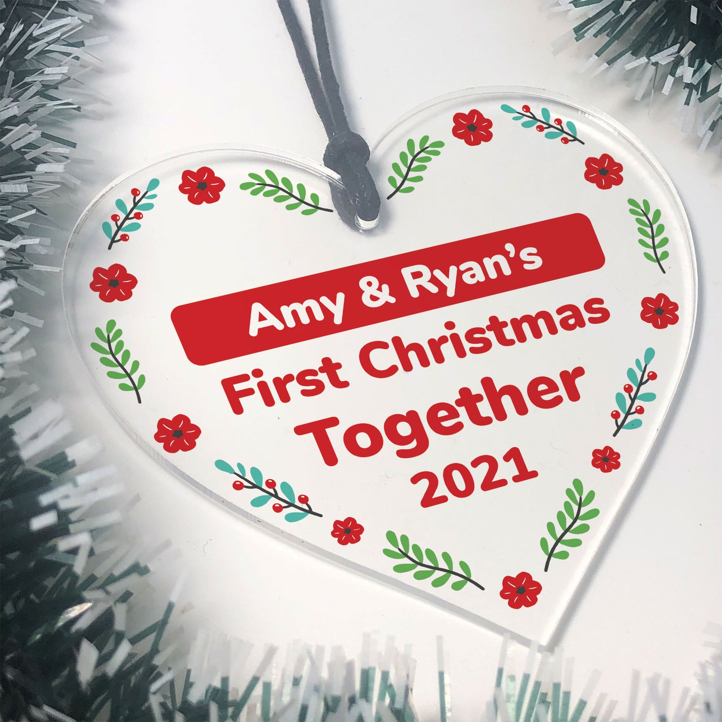First Christmas Bauble For Couple Personalised Hanging Decor