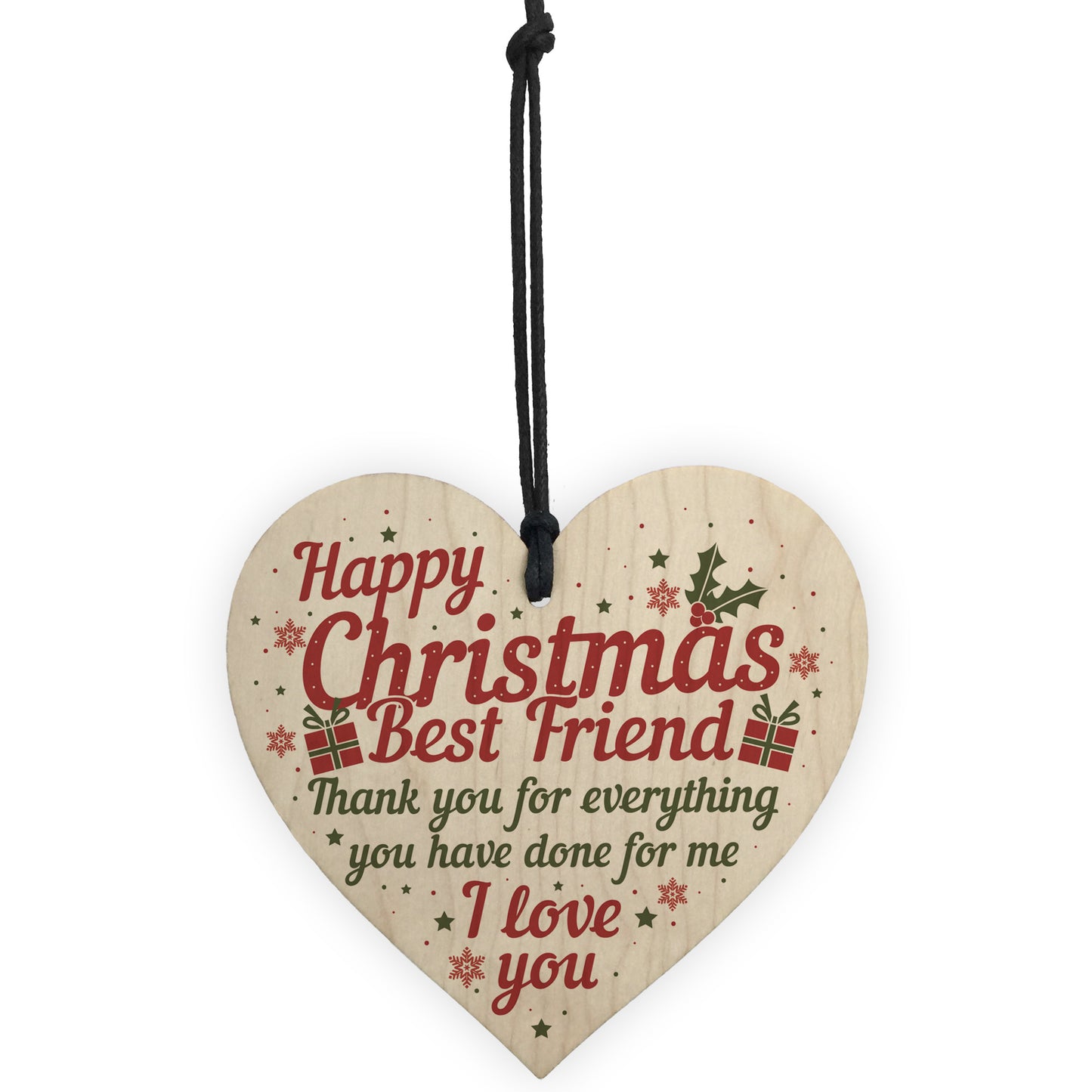 Best Friend Christmas Card Gifts Friendship Friend Wooden Heart