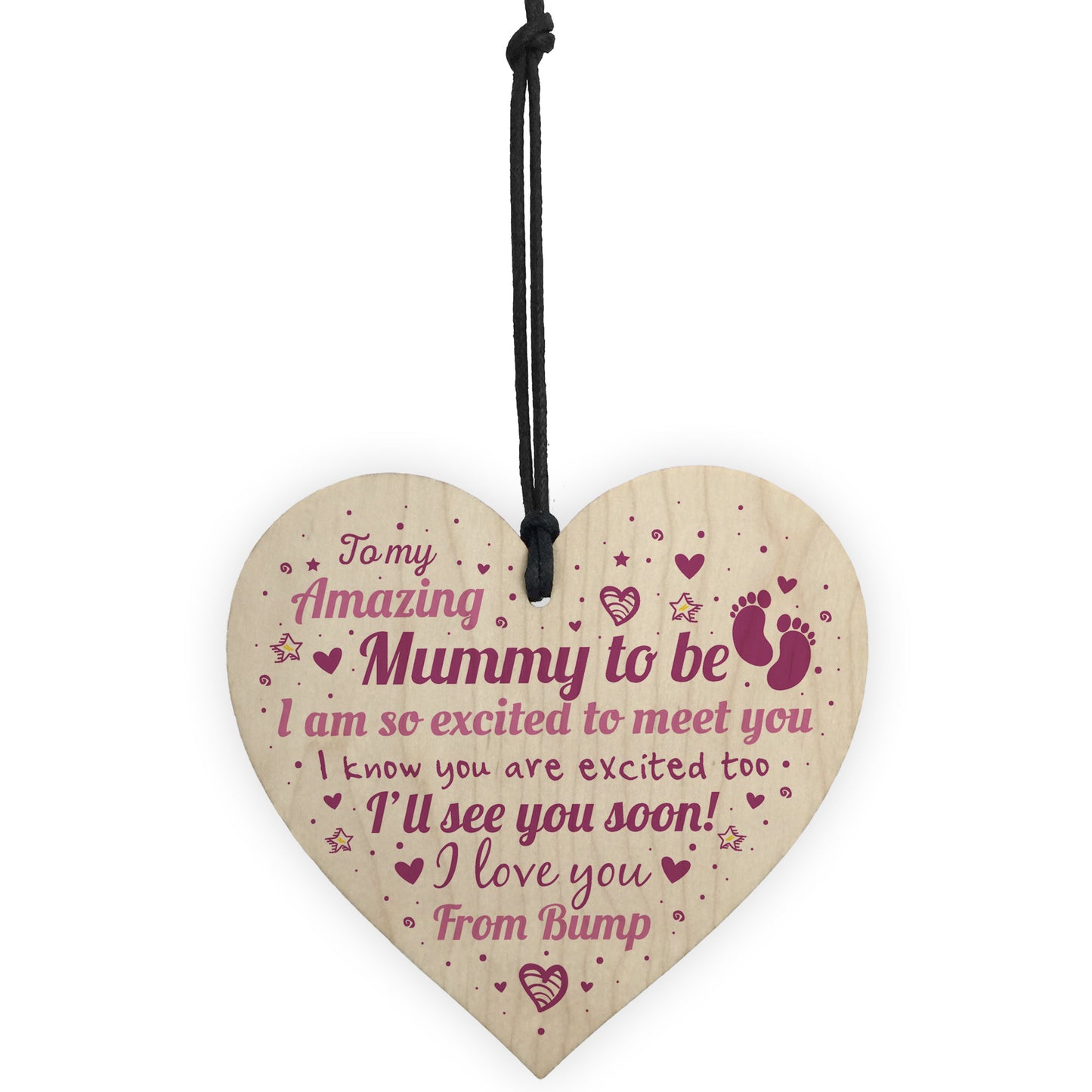 Mum Mummy To Be Gift Funny Novelty Wood Heart Baby Shower Gift