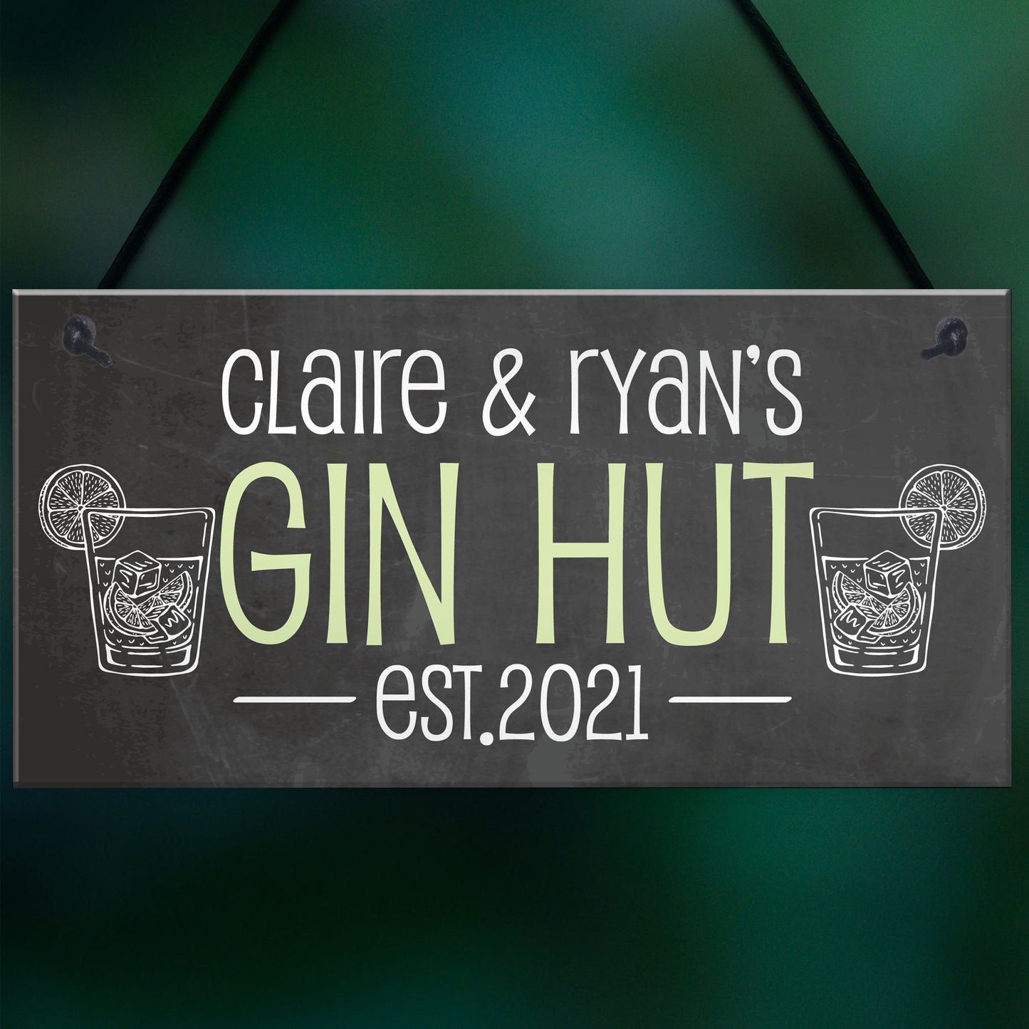 GIN HUT Personalised Decor Sign For Home Bar Garden Bar