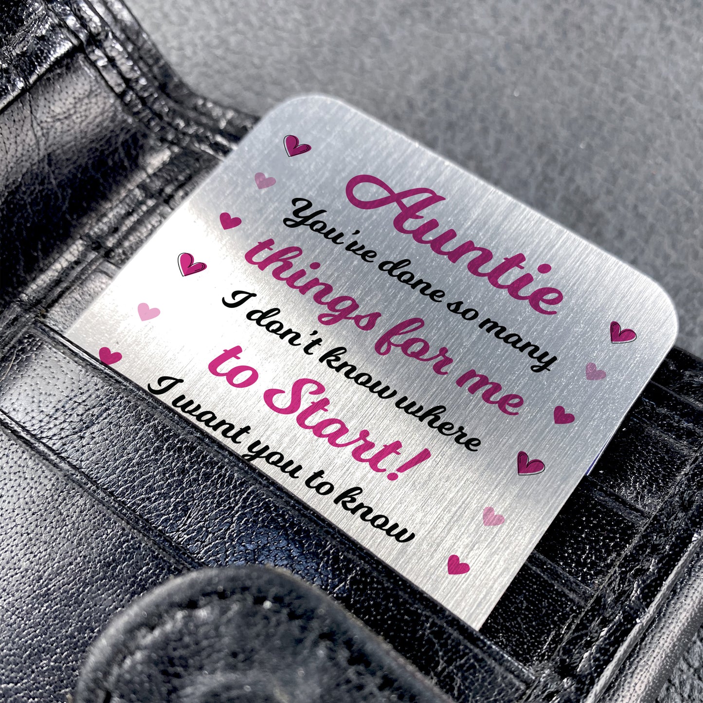 Auntie Gift For Birthday Metal Card Personalised Thank You Gift