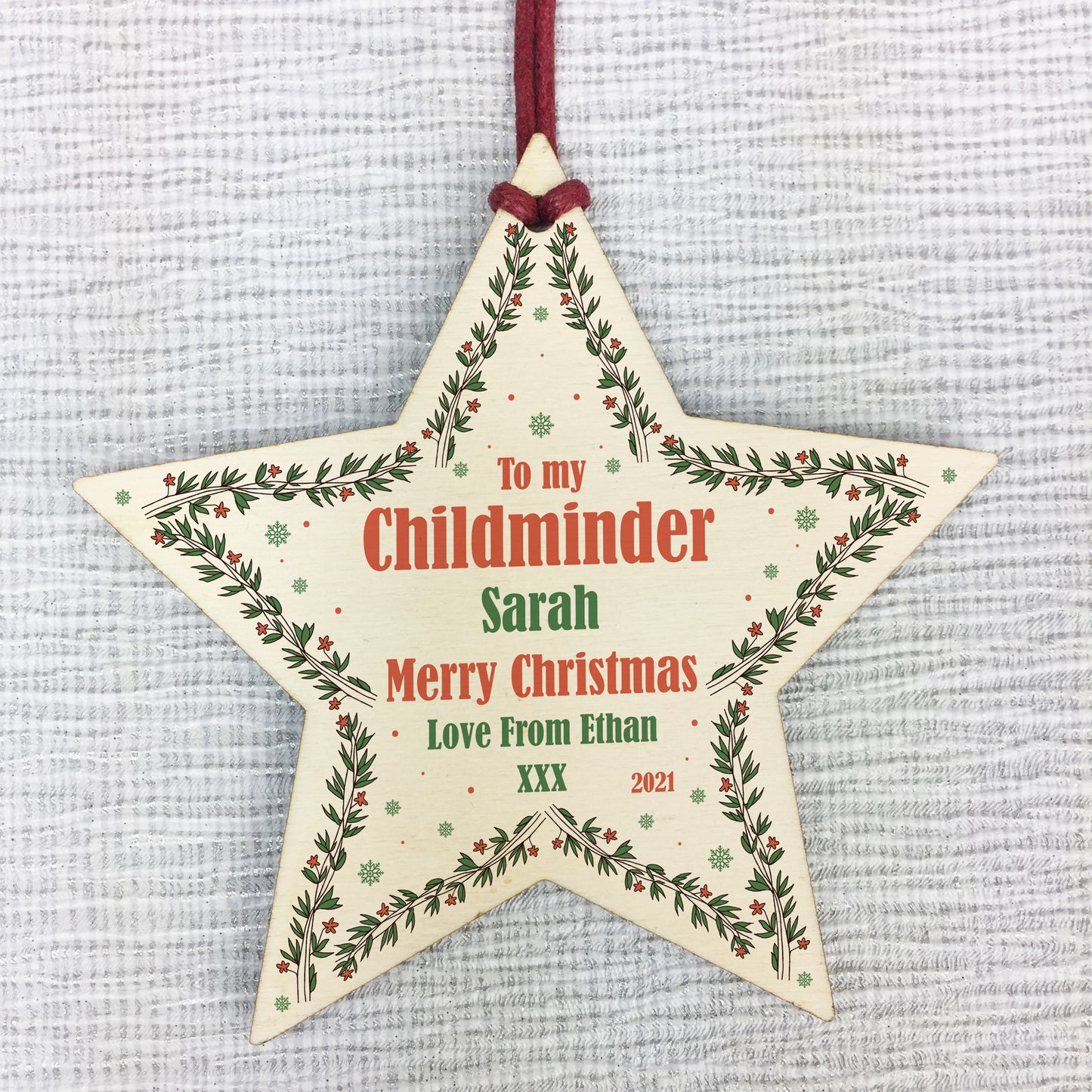PERSONALISED Childminder Gift For Christmas Hanging Bauble