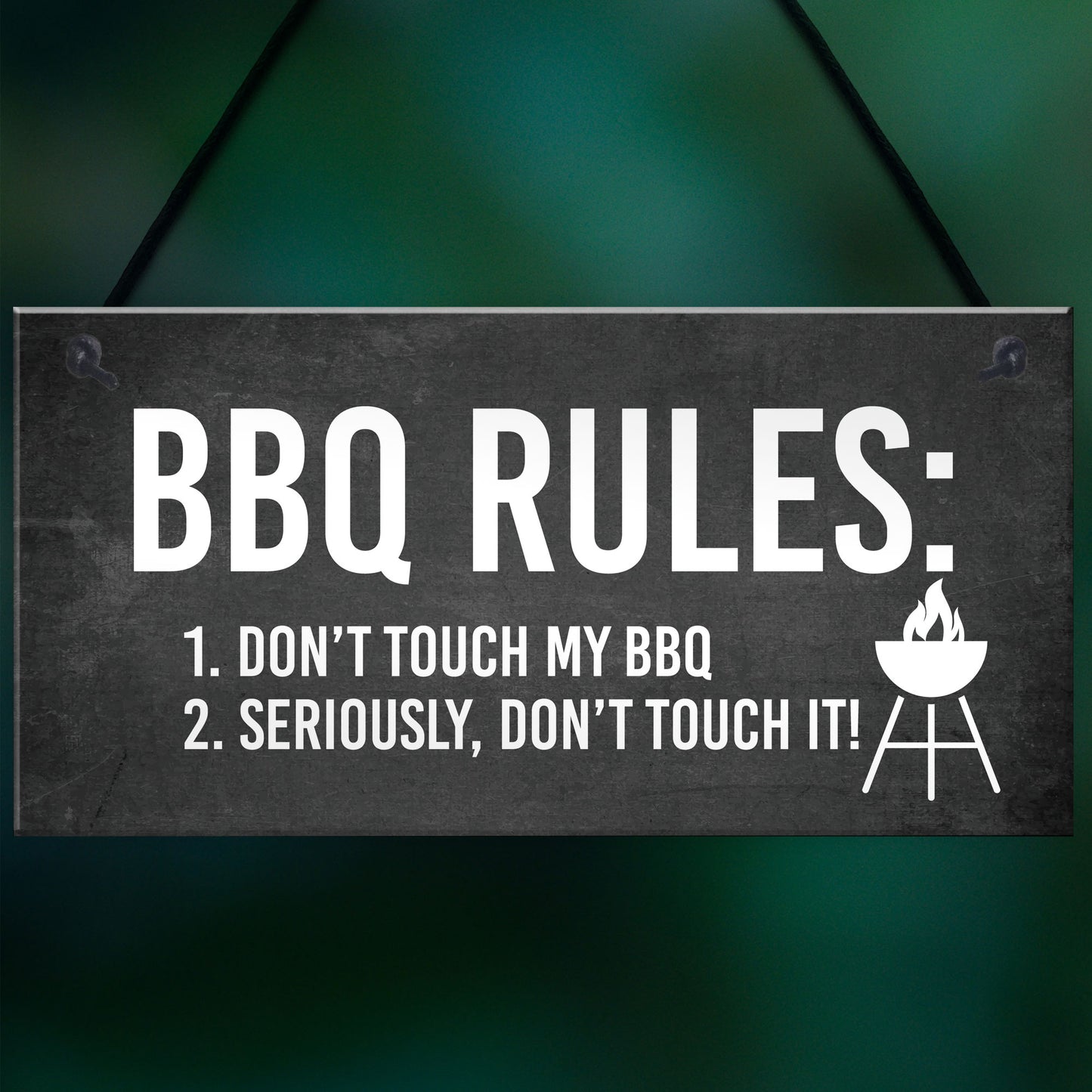BBQ Rules Sign Hanging Door Wall Shed Sign Garden Sign