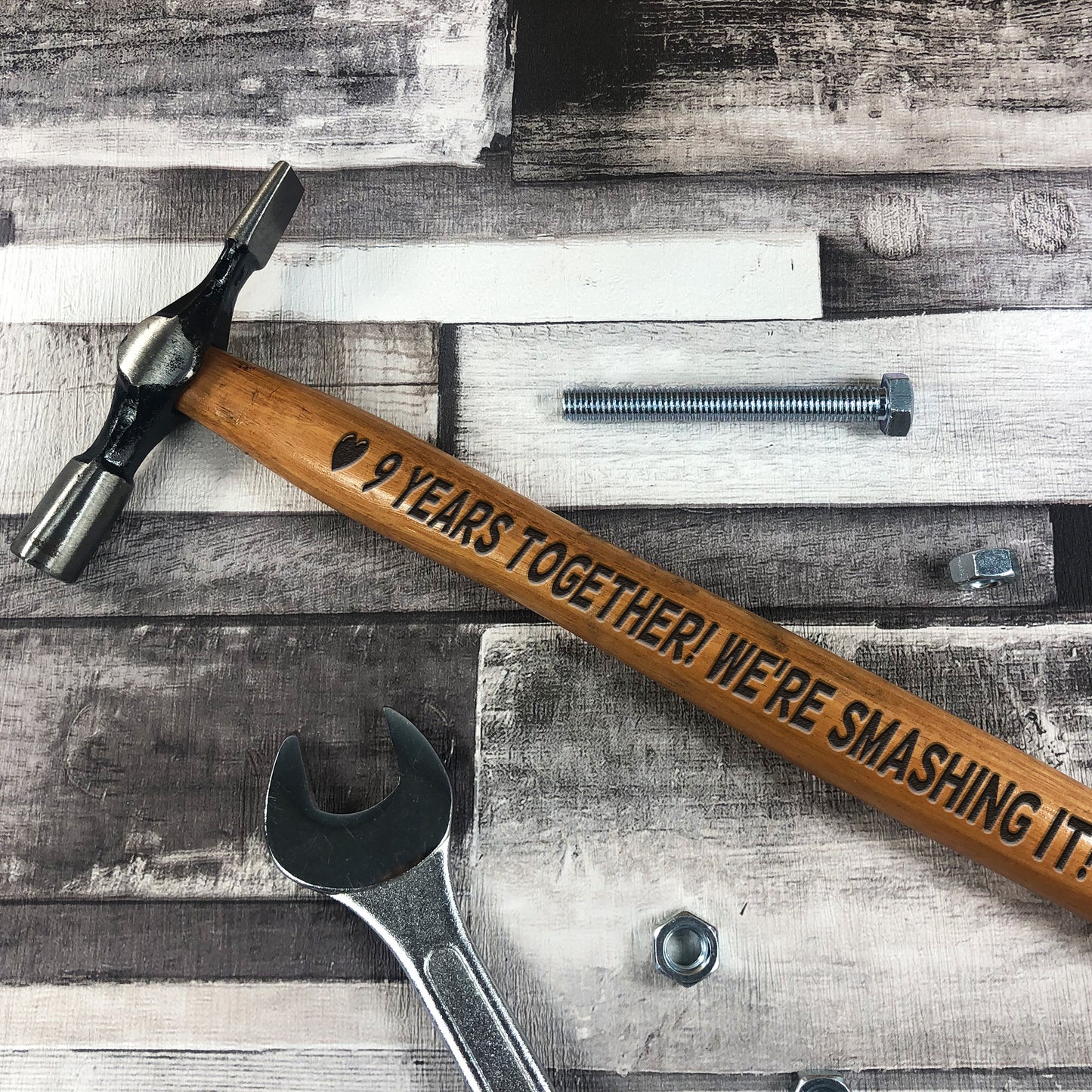 9 Year Anniversary Engraved Hammer Gift For Boyfriend Husband