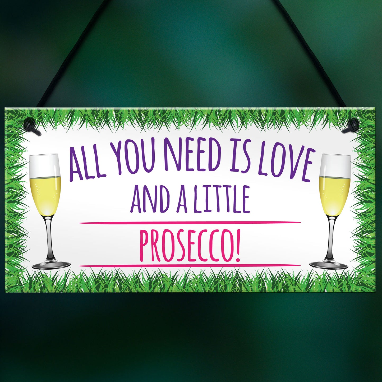 All You Need Is Love And Prosecco Alcohol Hanging Plaque