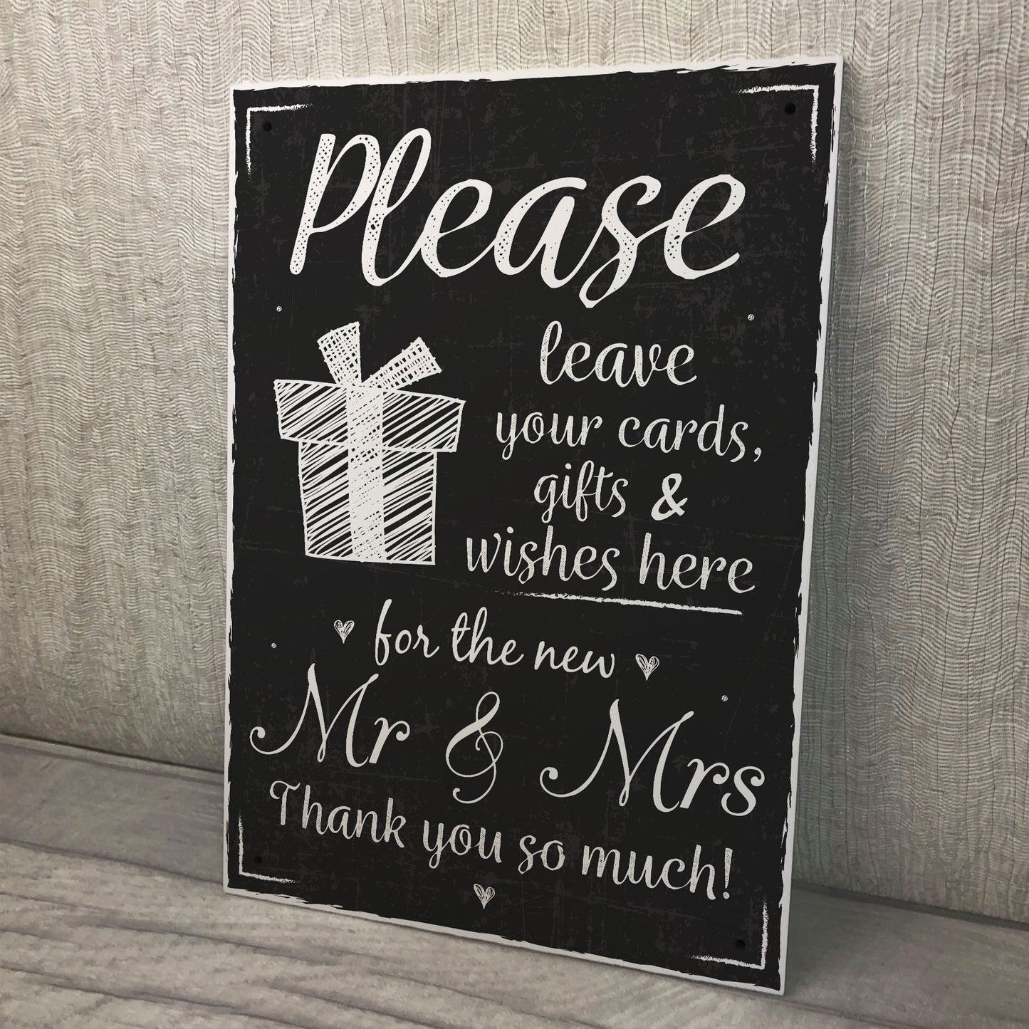 New Mr & Mrs Wedding Present Table Chalkboard Hanging Plaque