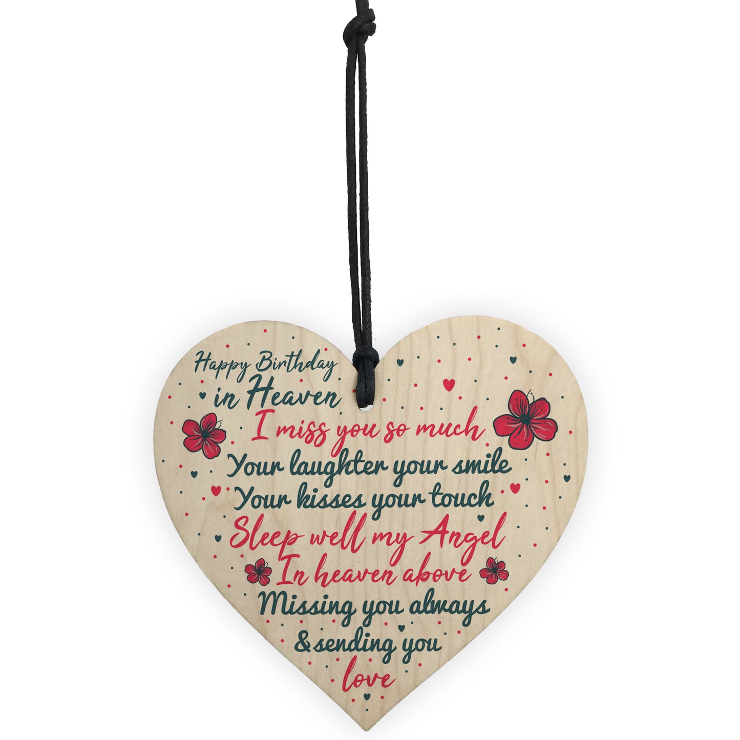 Happy Birthday In Heaven Wooden Heart Mum Dad Nan Memorial