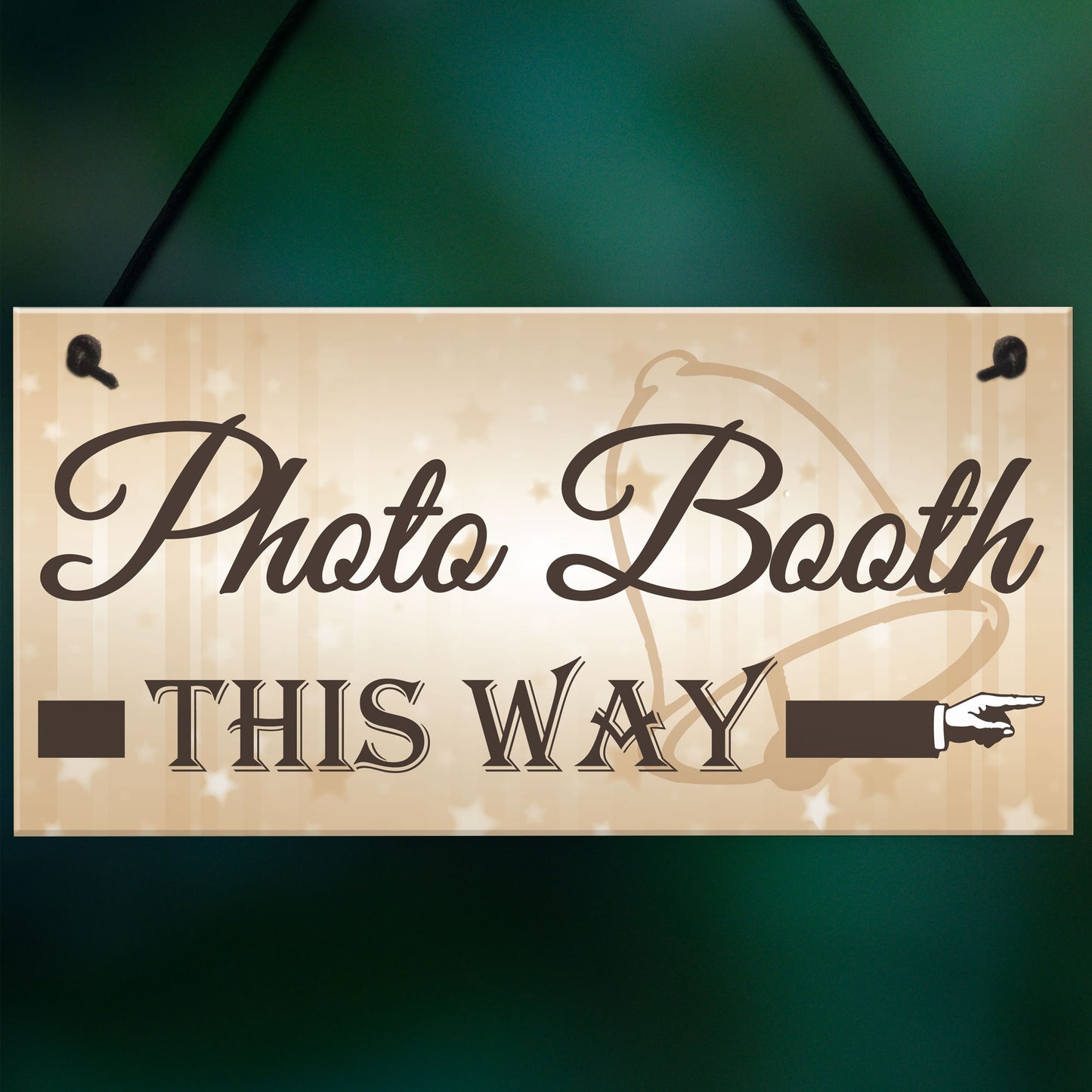 Photo Booth This Way Hanging Wedding Direction Decor Plaque