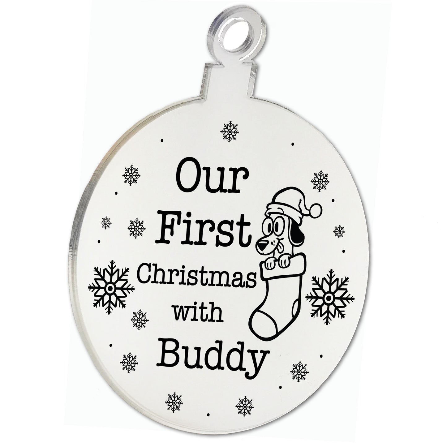 Our First Christmas With Dog Pet Engraved Christmas Decoration