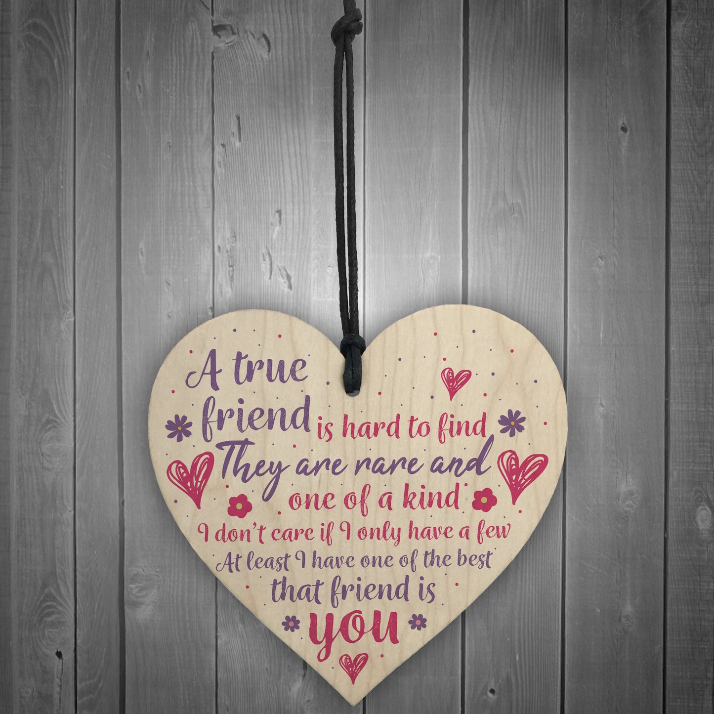 Best Friend Pack of 4 Wooden Heart Gifts For Friend Christmas
