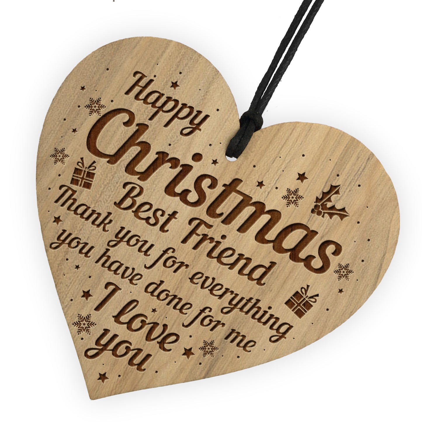 Christmas Gift For BEST FRIEND Engraved Wood Heart Friendship