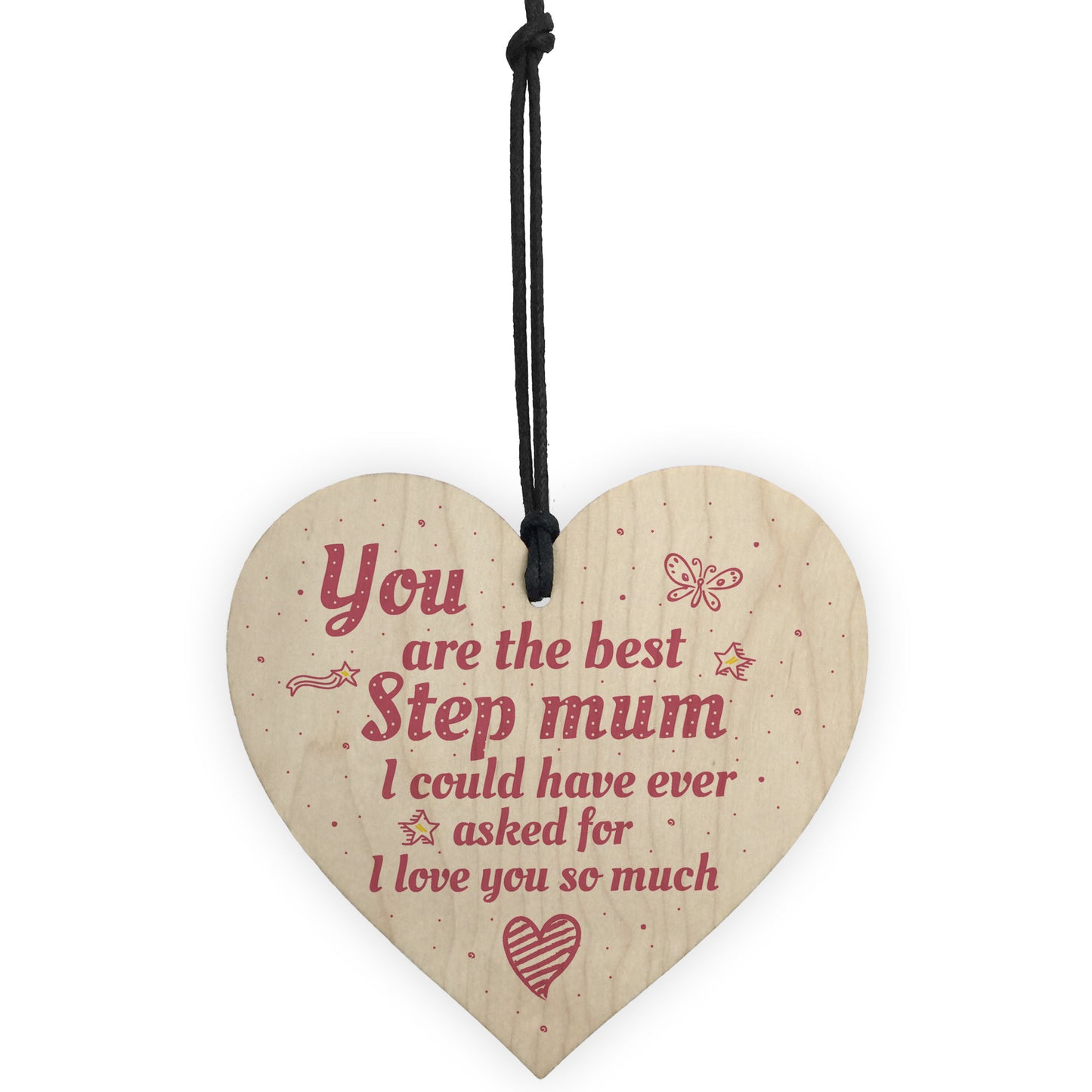 Handmade Best Stepmum Wood Hanging Plaque Gifts For Mum