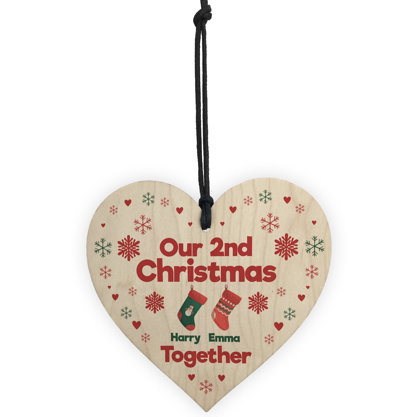 Personalised Our 2nd Christmas Together Bauble Heart Decoration