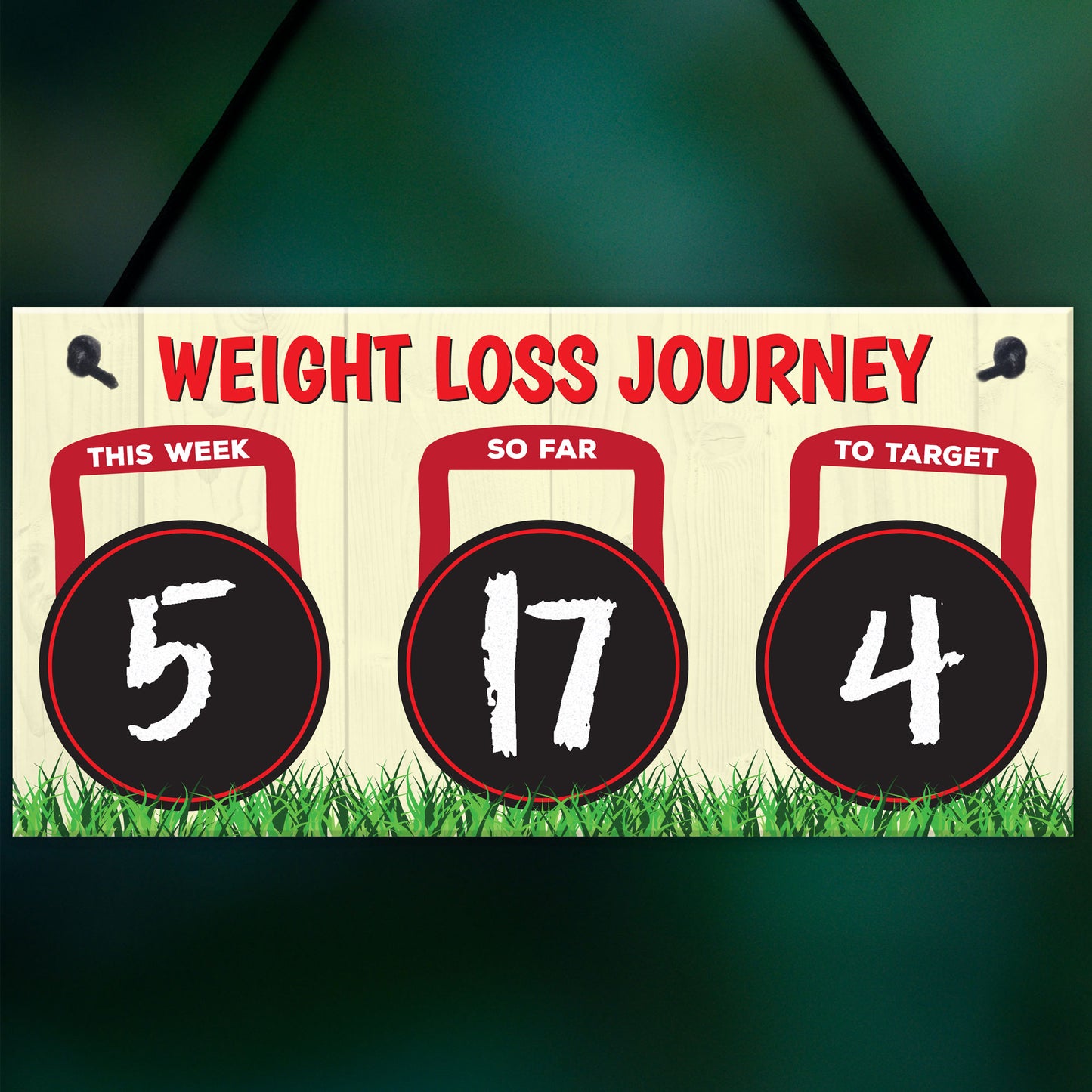 Weight Loss Journey Tracker Kettlebell Chalkboard Hanging Plaque