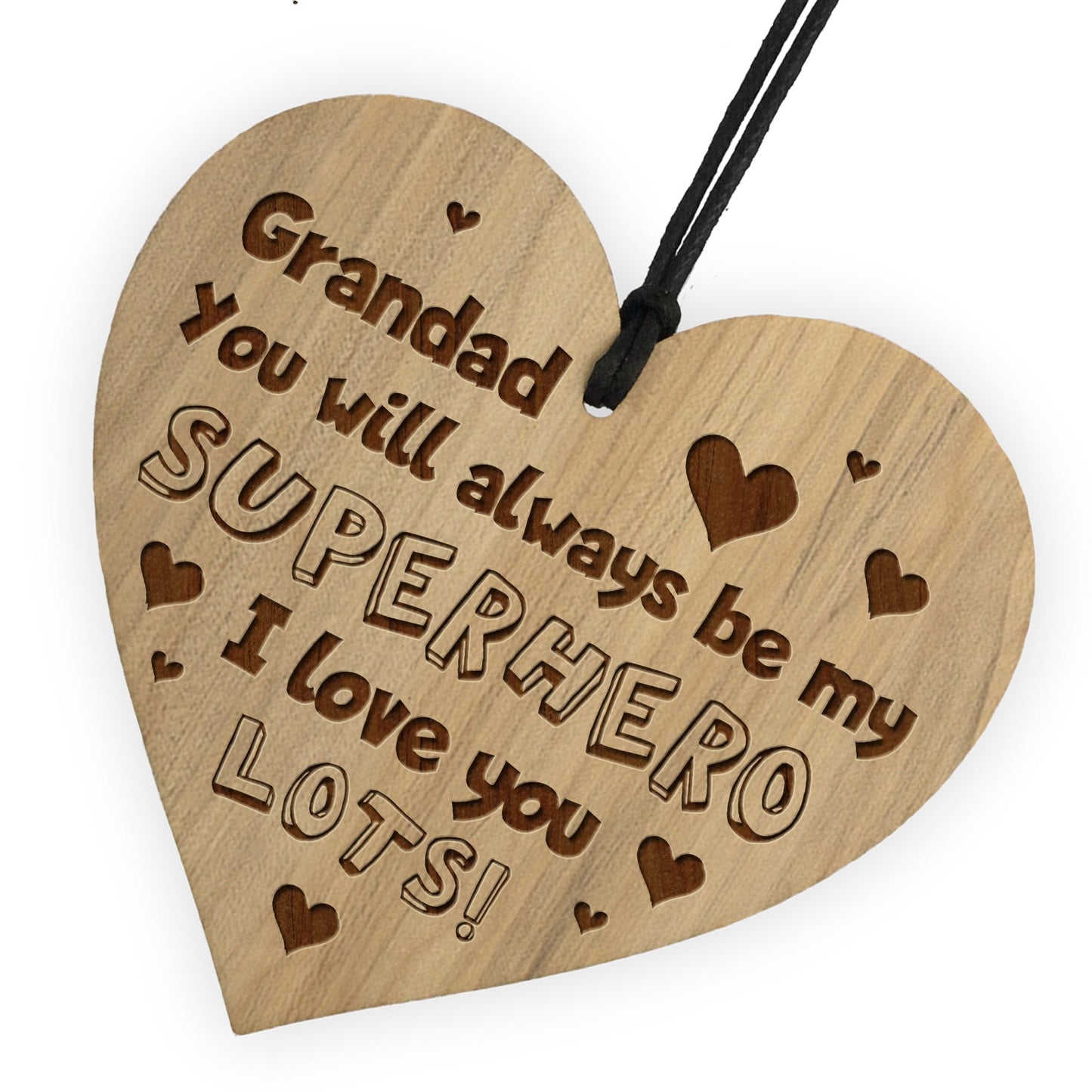 Grandad Gift Birthday Christmas Superhero Engraved Heart Gift