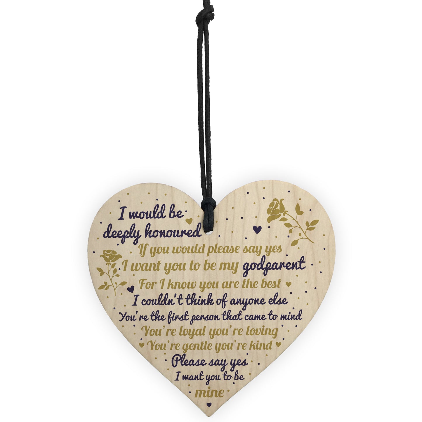 Godparent Wooden Heart Sign Keepsake Thank You Gift Christening