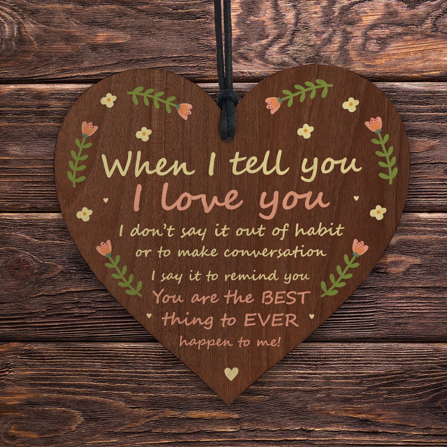 I Love You Gift For Husband Wife Boyfriend Girlfriend Wood Heart