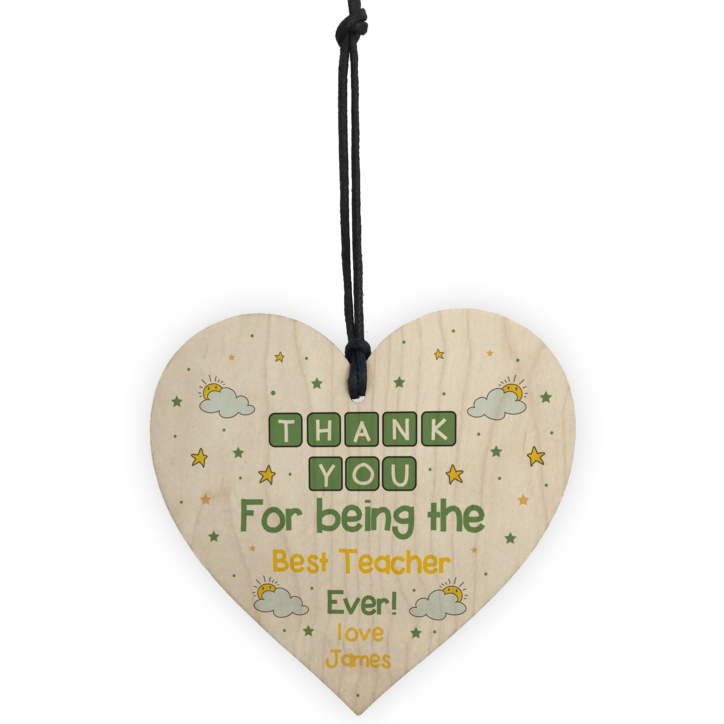 Personalised Thank You Teacher Gift Wooden Heart Nursery Gifts