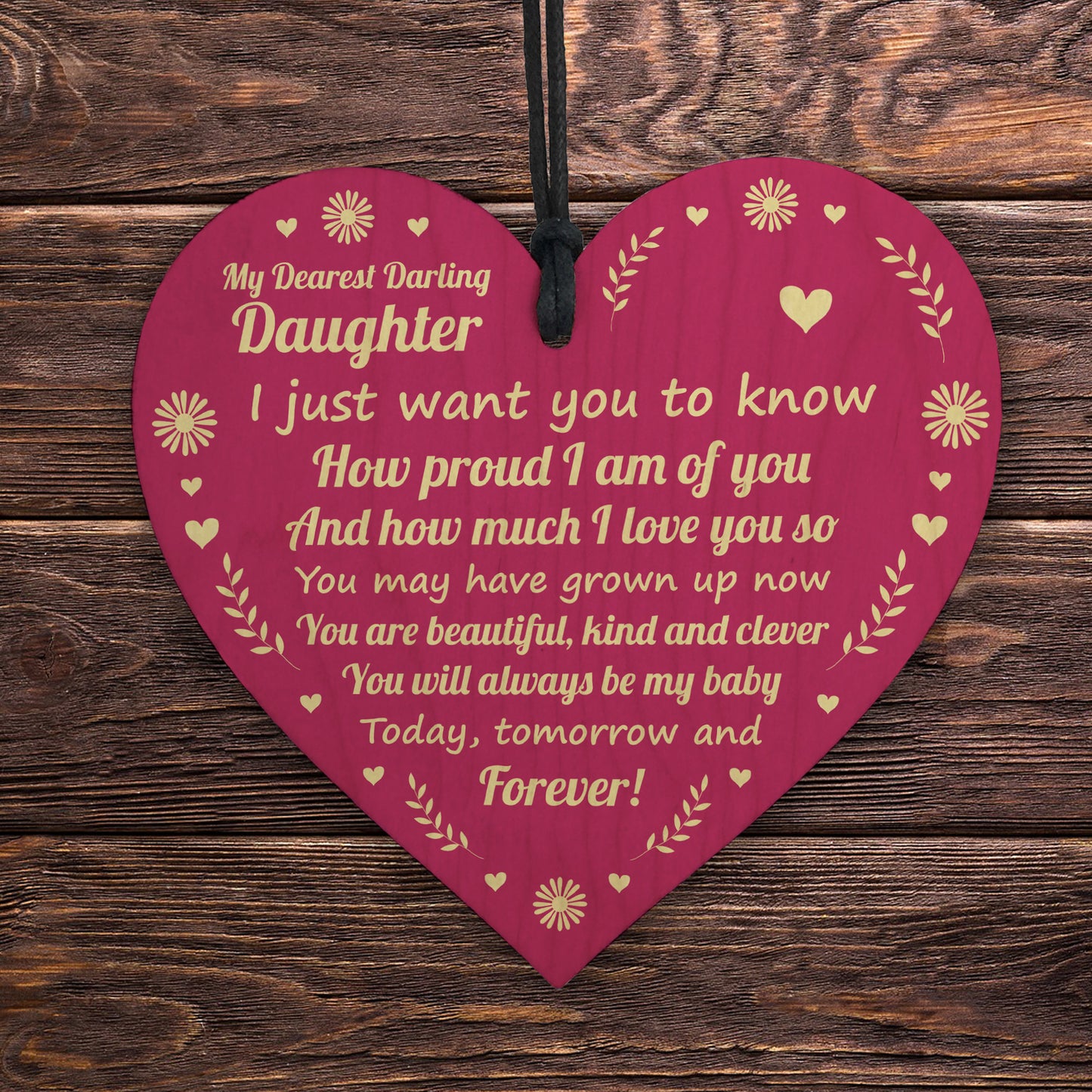 Daughter Gifts From Mum Wooden Hanging Heart Gift For Her