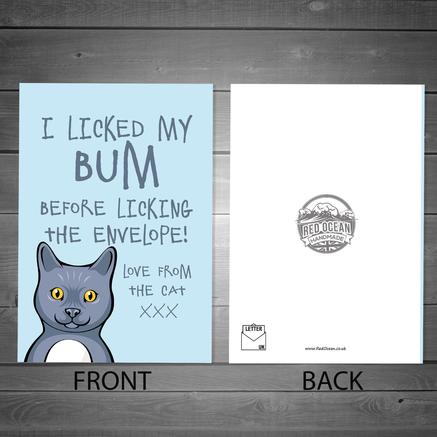 Funny Cat Birthday Card and Wooden Heart Birthday Gift From Cat