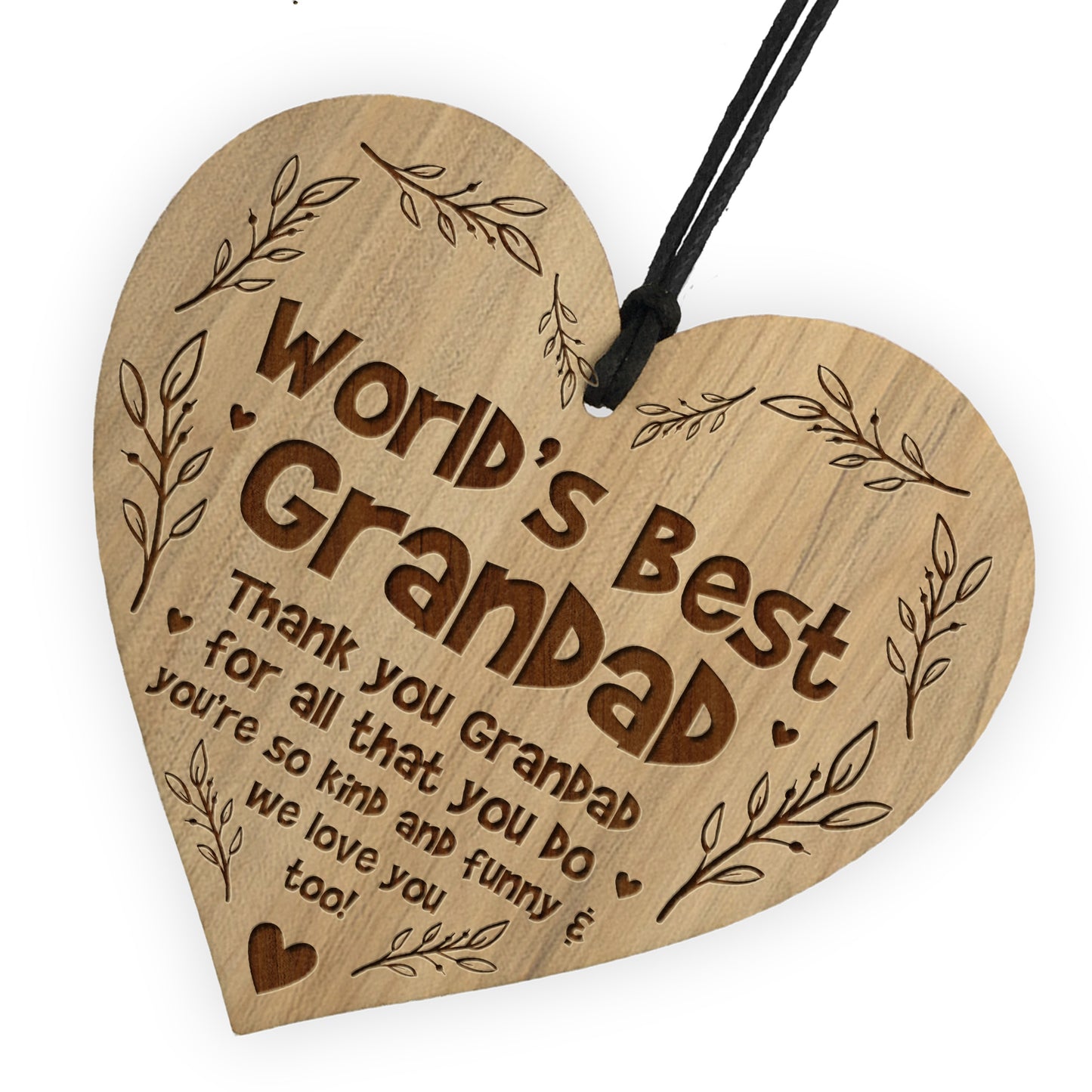 Worlds Best Grandad Gift For Birthday Christmas Engraved Heart