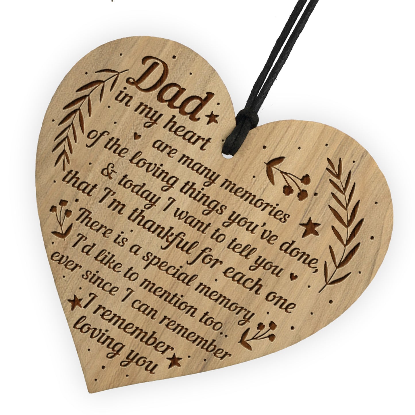 Dad Thank You Gifts From Daughter Son Engraved Wood Heart