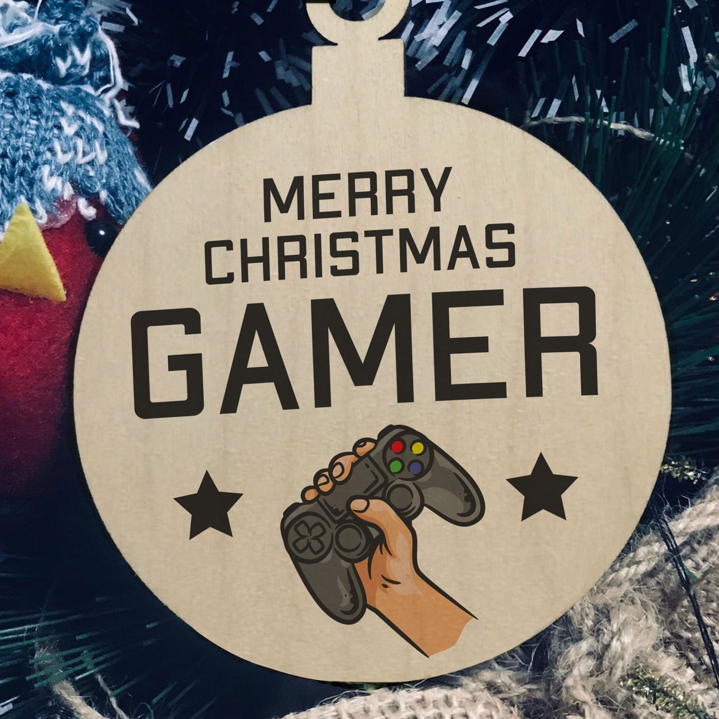 GAMER GIFT For Christmas Wood Bauble Son Brother Christmas Gift