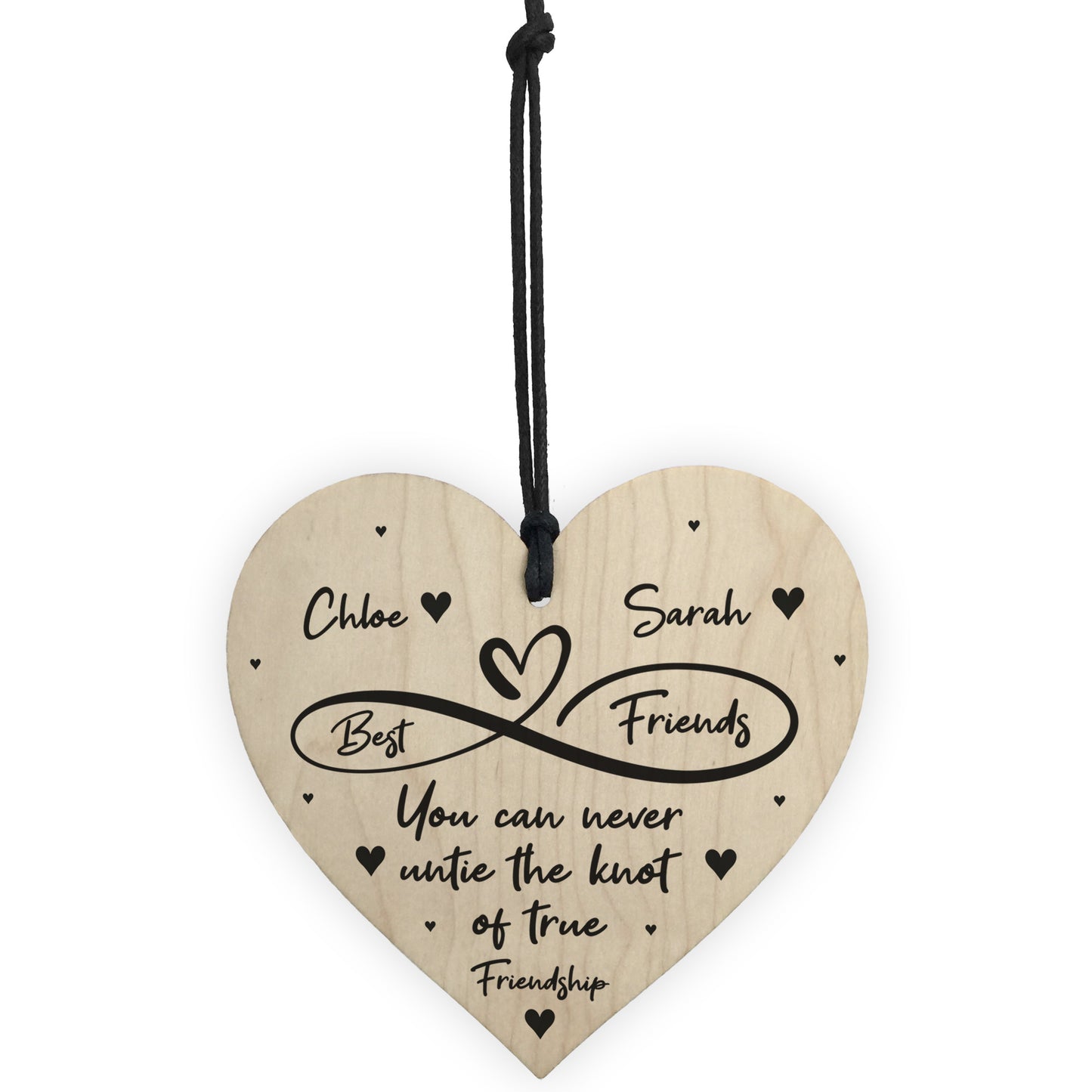 Best Friends Untie Knot Wooden Heart Personalised Birthday Xmas