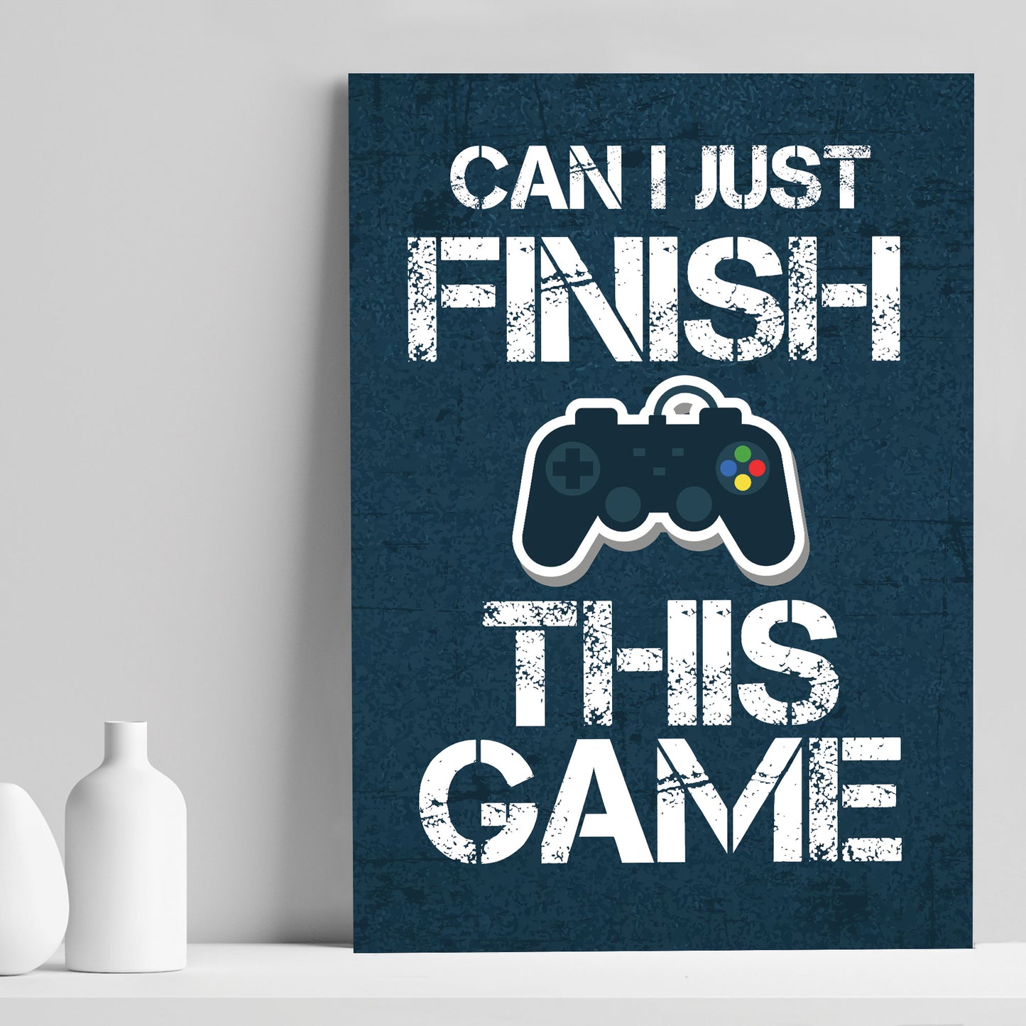 Blue Gaming Print Poster Playstation Inspired Boys Bedroom Sign
