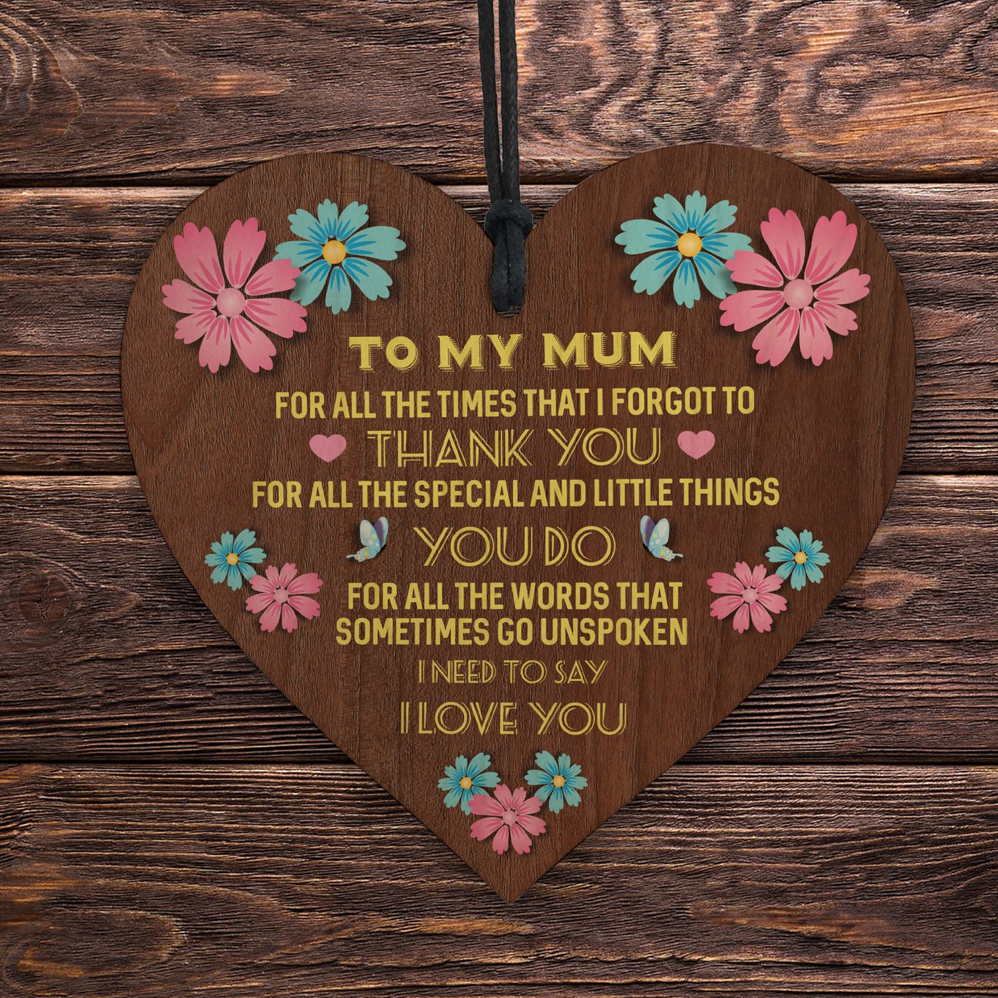 Mothers Day Gift Hanging Wood Sign For Mum Mummy Heart Sign
