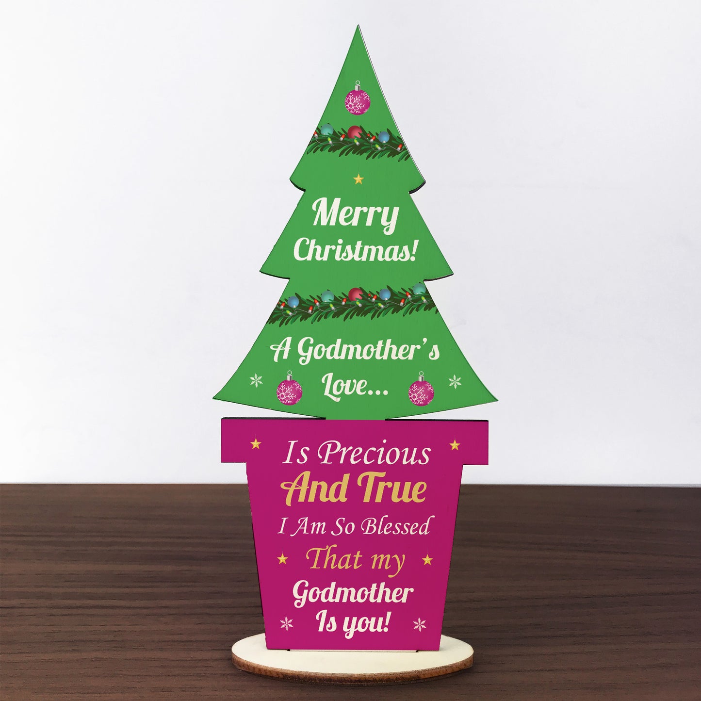 Christmas Godmother Gift Wood Christmas Tree Decoration