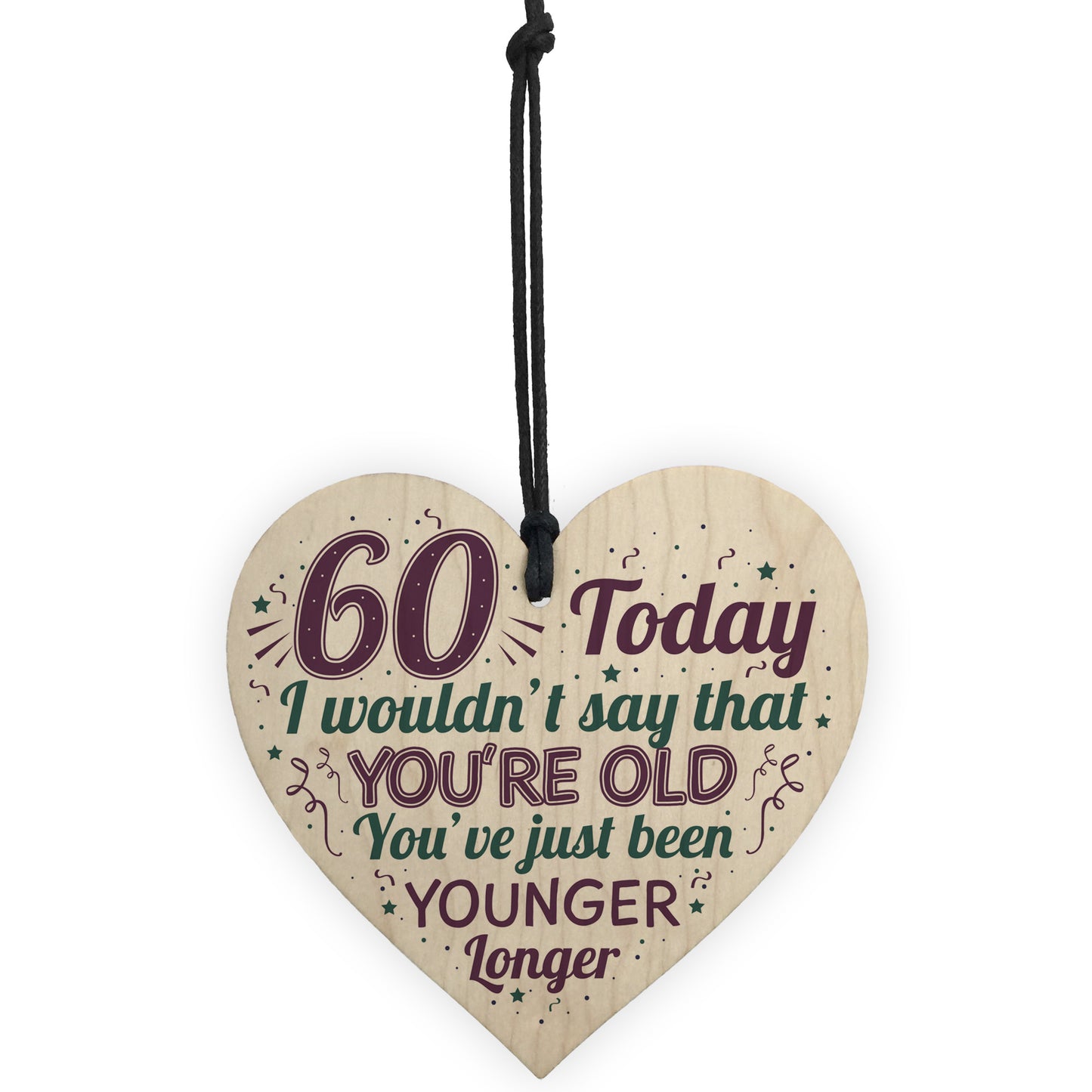 60th Birthday Gifts Funny Novelty Wood Heart Gift For Mum Dad