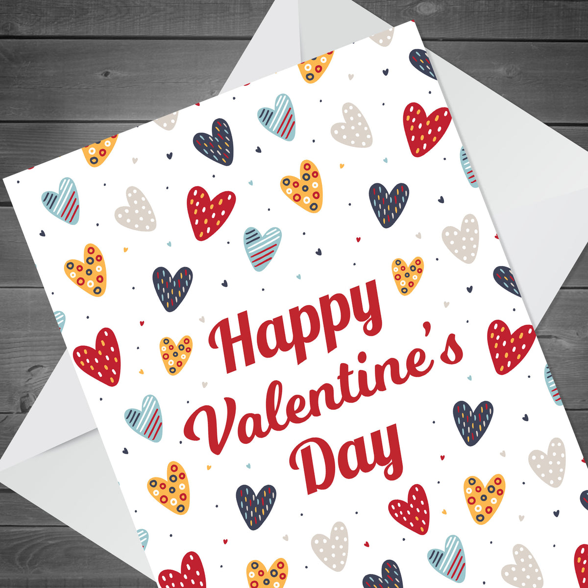 Happy Valentine's Day Card For Girlfriend Wife Cute Hearts