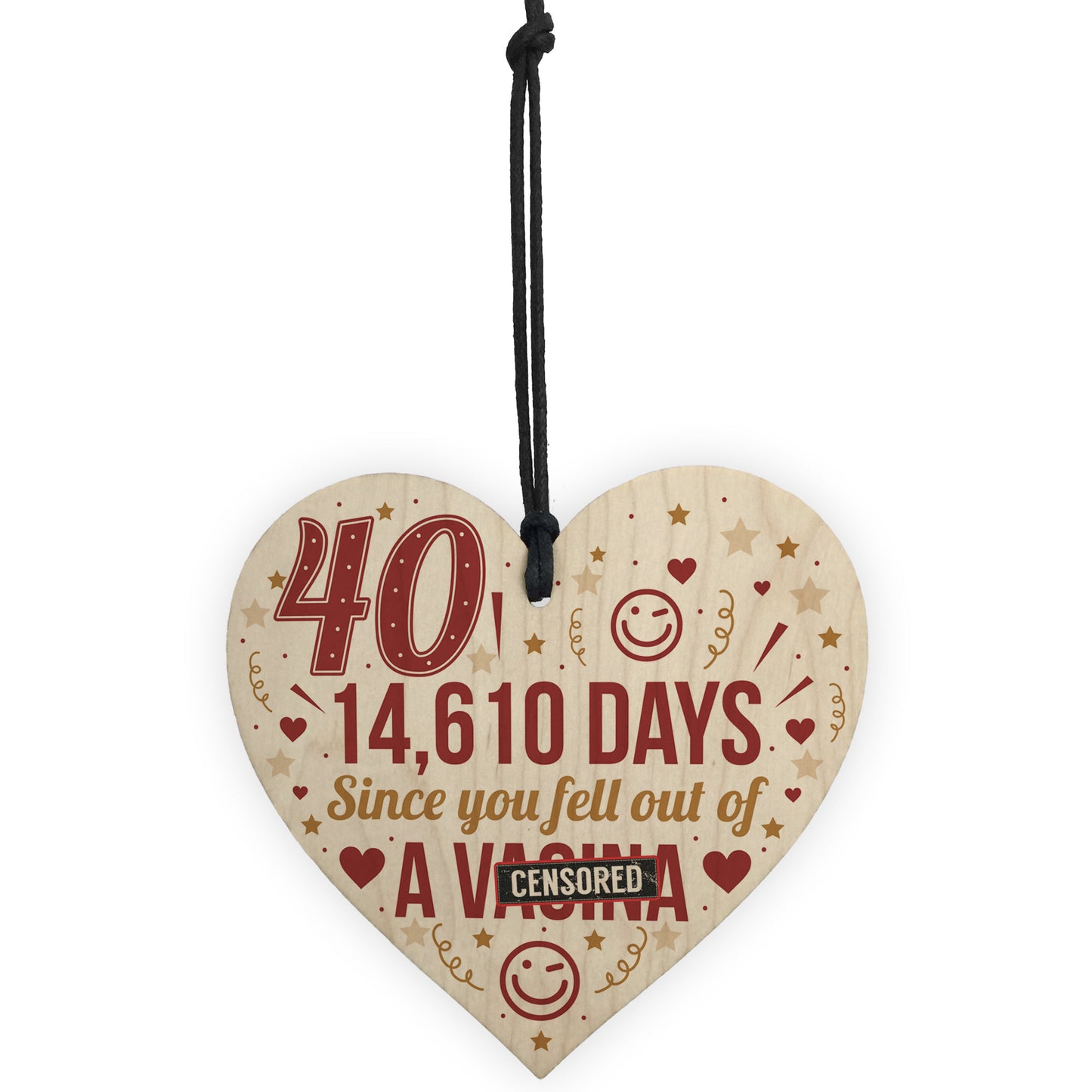 Funny 40th Birthday Gift Wooden Heart 40th Birthday Cards Joke