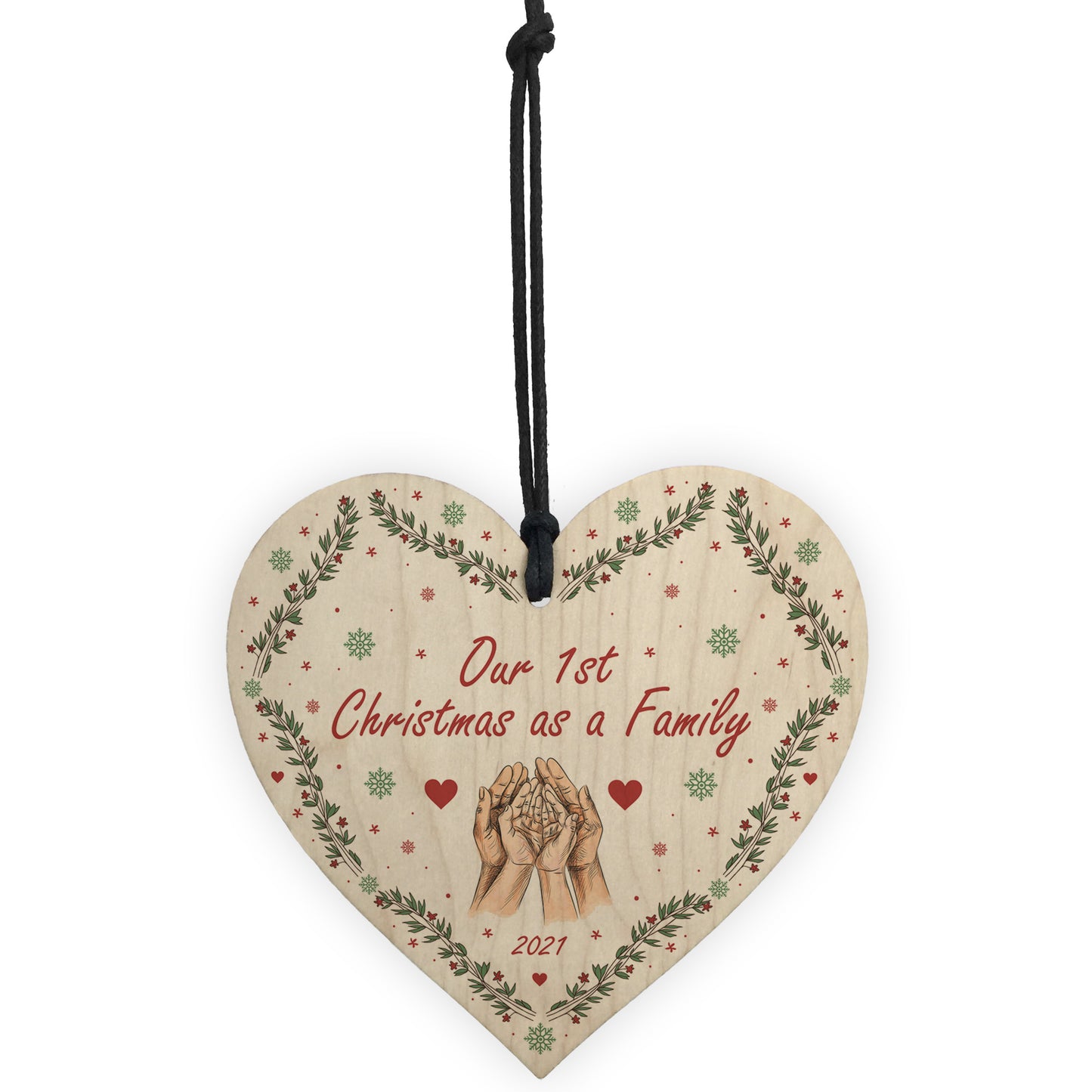 Personalised 1st Christmas As A Family Hanging Heart Family Gift