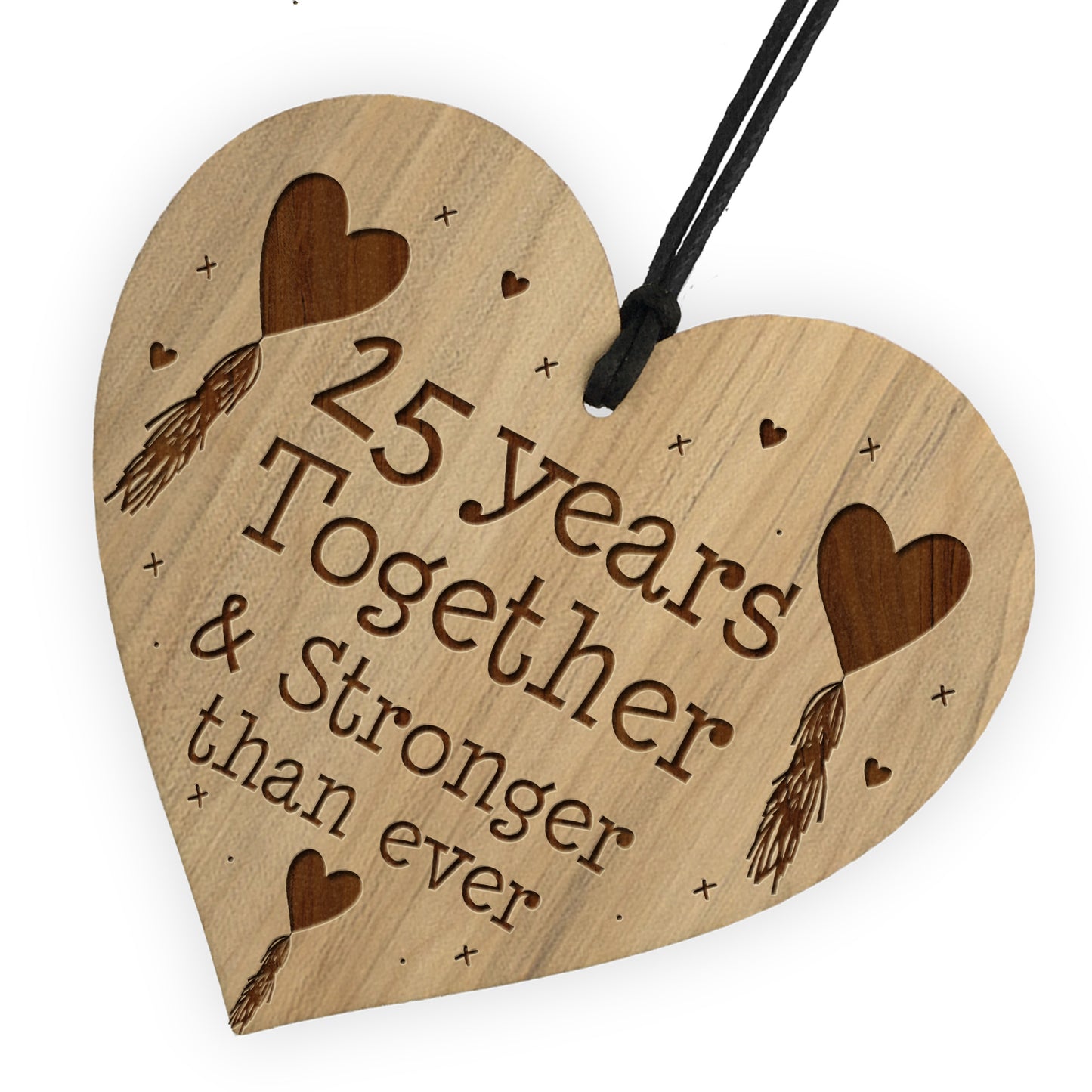 25th Anniversary Gifts Engraved Heart Husband Wife Anniversary
