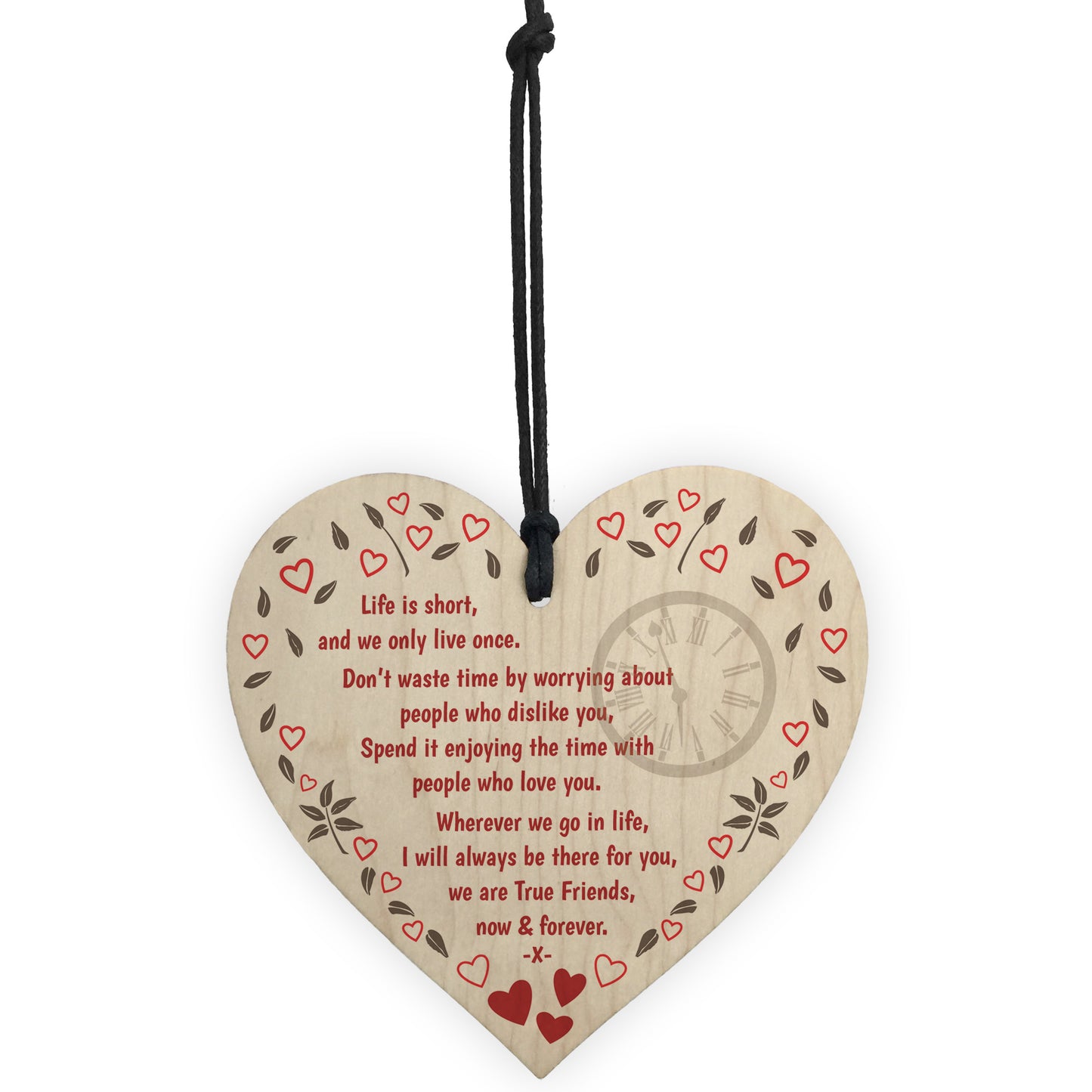 True Friends Now & Forever Wooden Hanging Heart Plaque