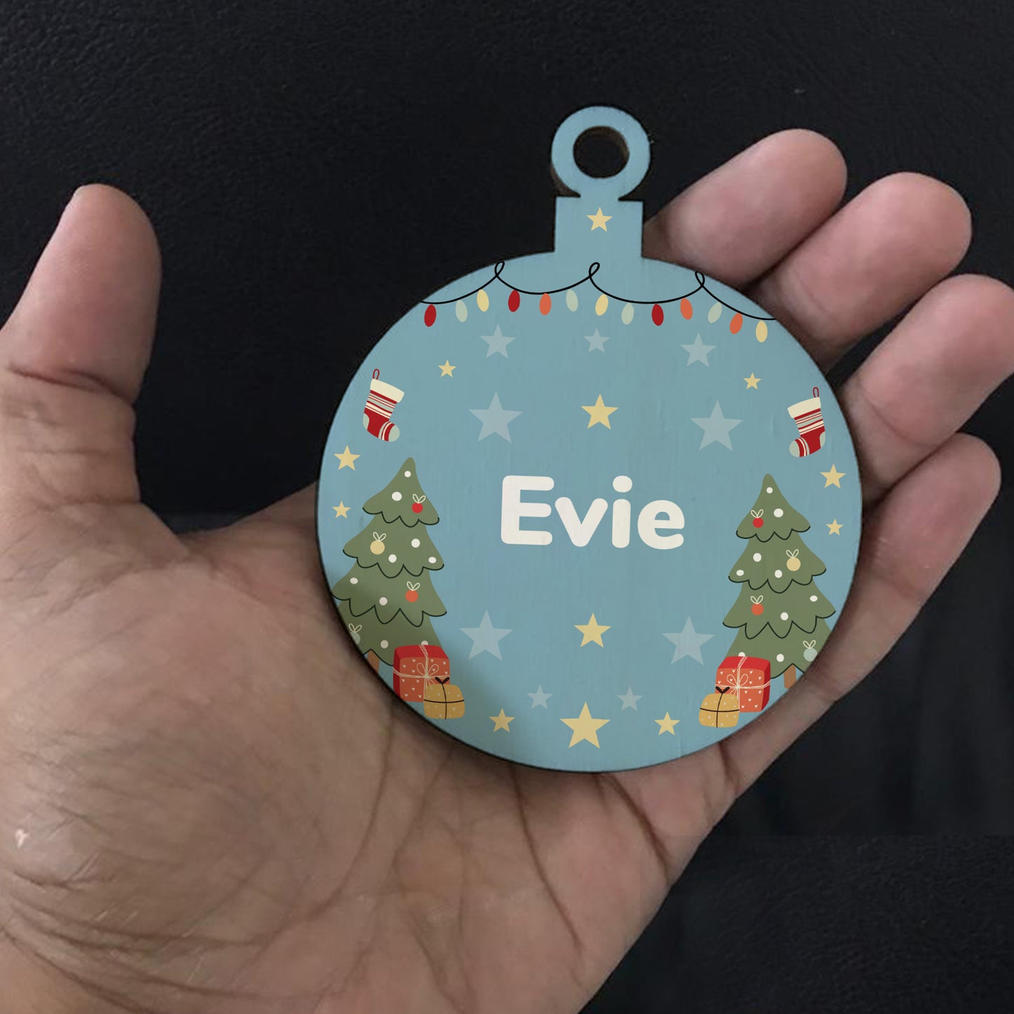 Babys First 1st Christmas Bauble Personalised Wood Decoration
