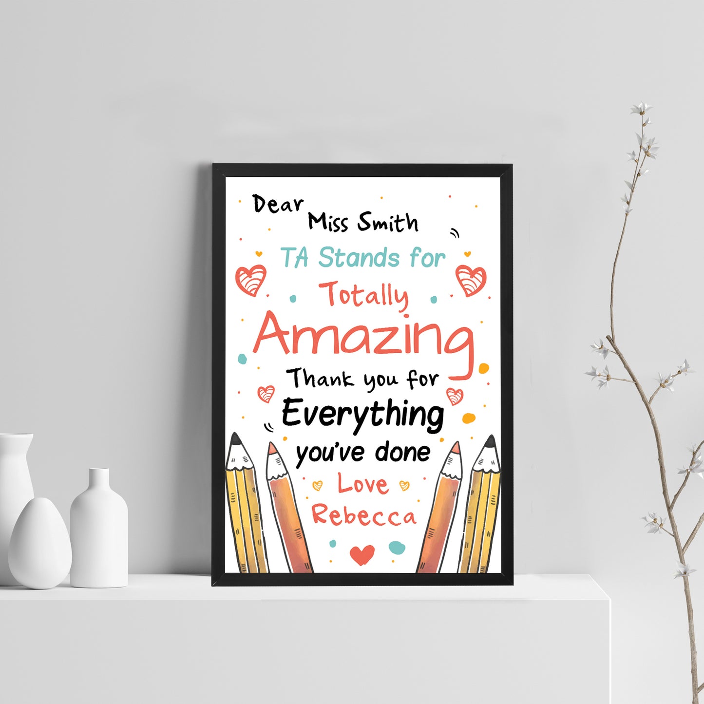 Personalised Teacher And Assistant Print Gifts Thank You Nursery