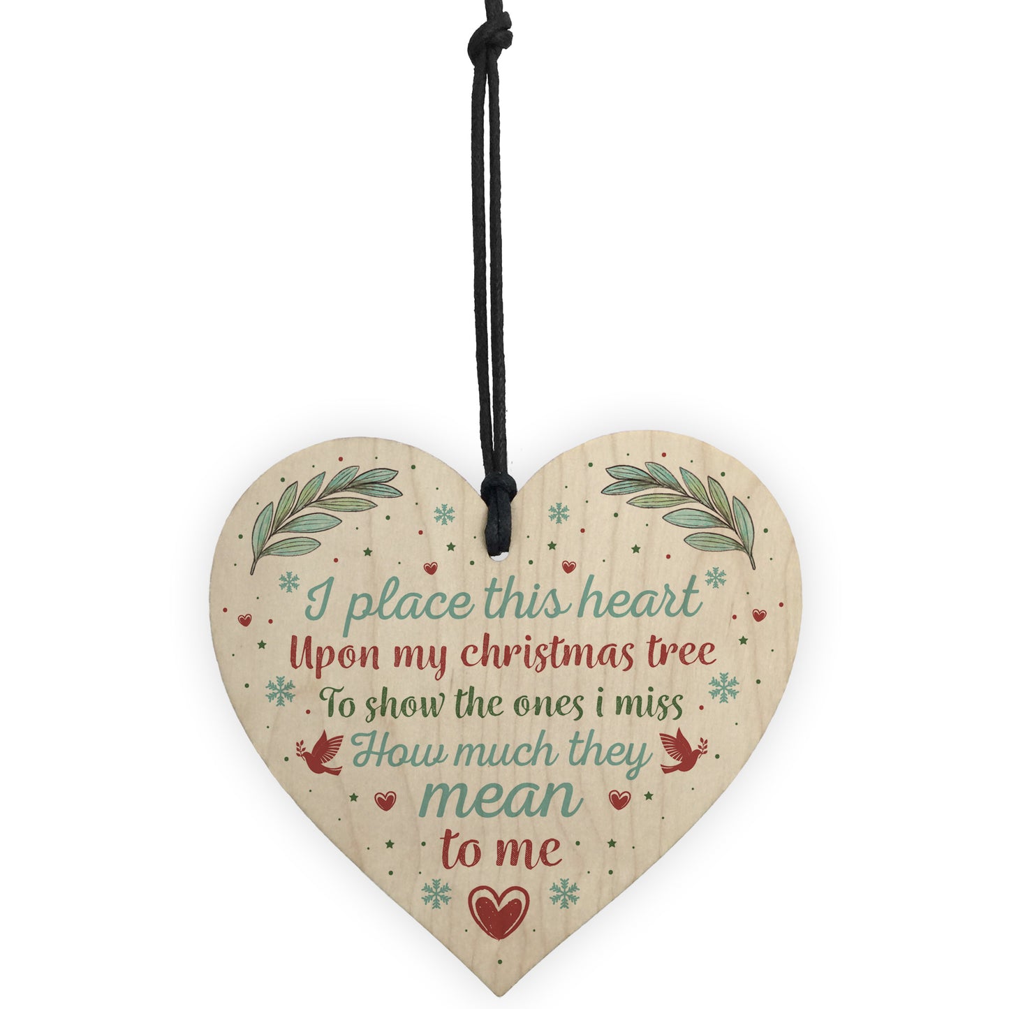 Christmas Tree Decoration Memorial Wooden Heart Plaque Gifts